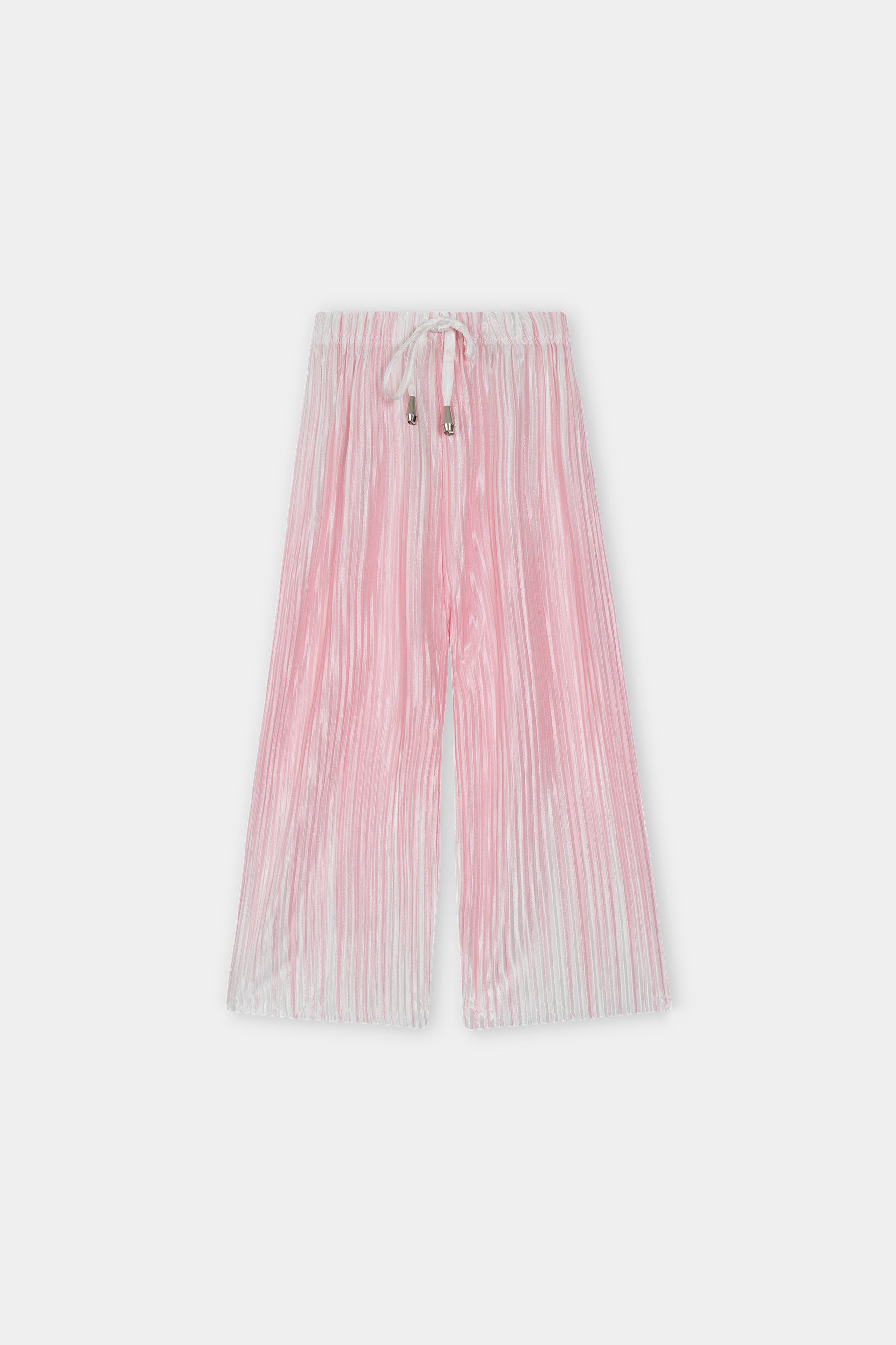 Girls Imported Pleated Pink And White Trousers