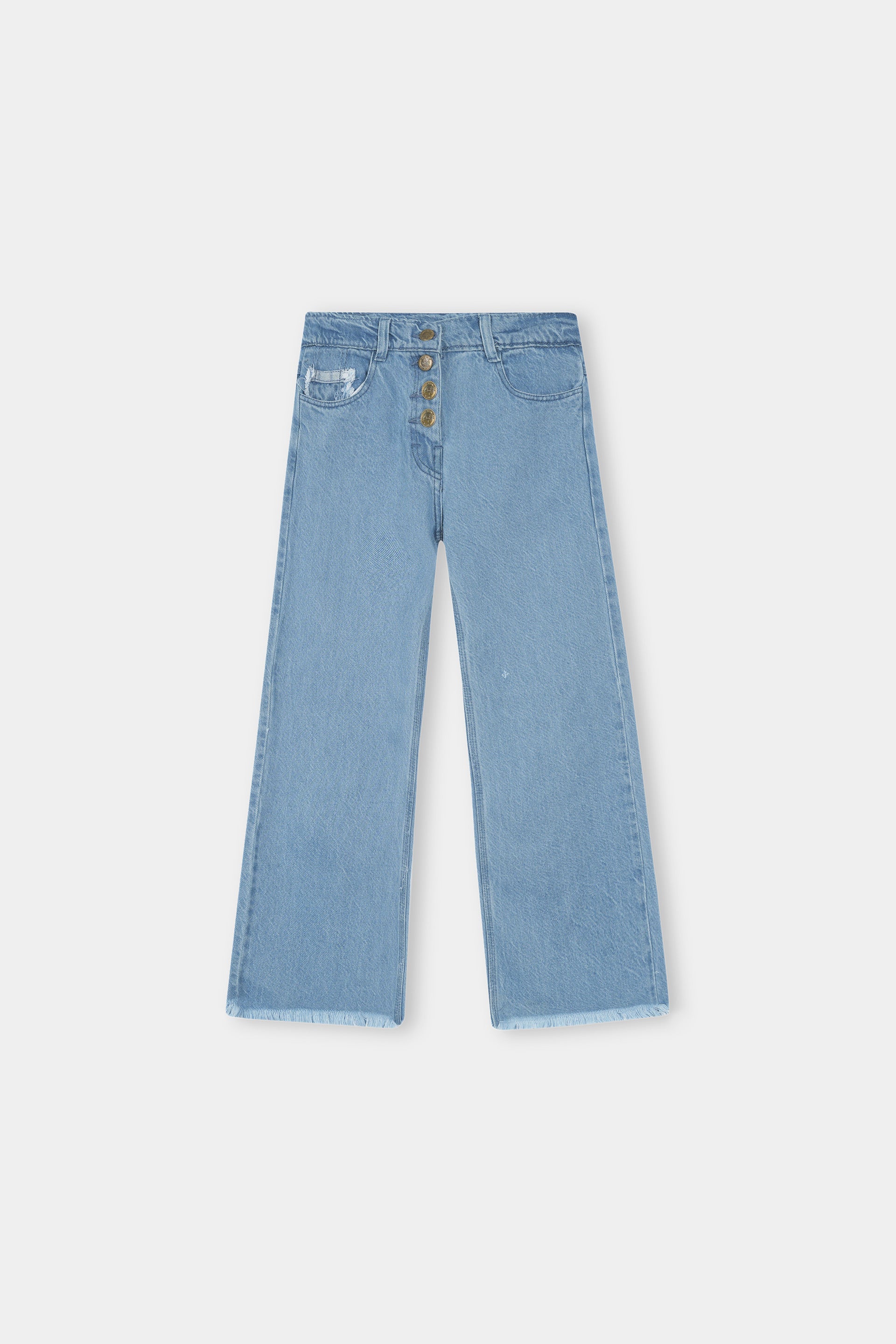 Girls Imported Denim Sky Blue Stretch Flared Jeans