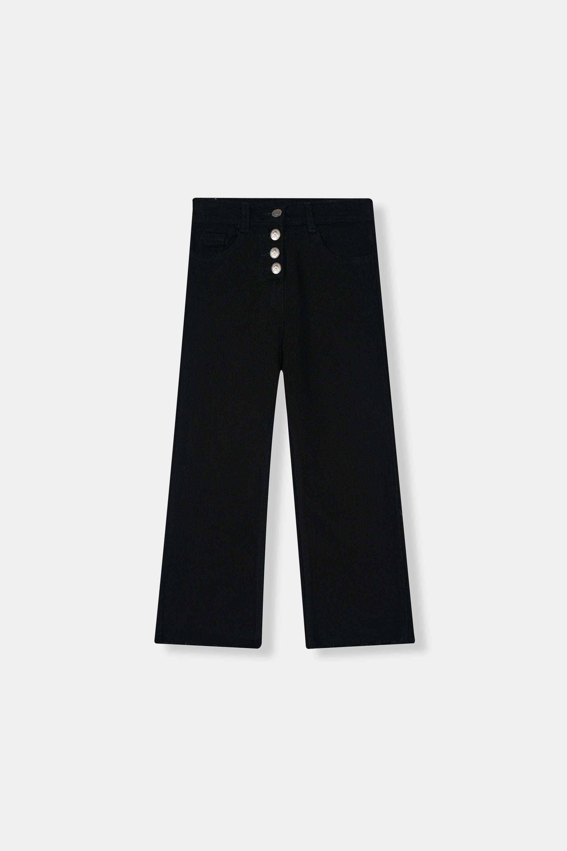 Girls Imported Denim Black Stretch Flared Jeans