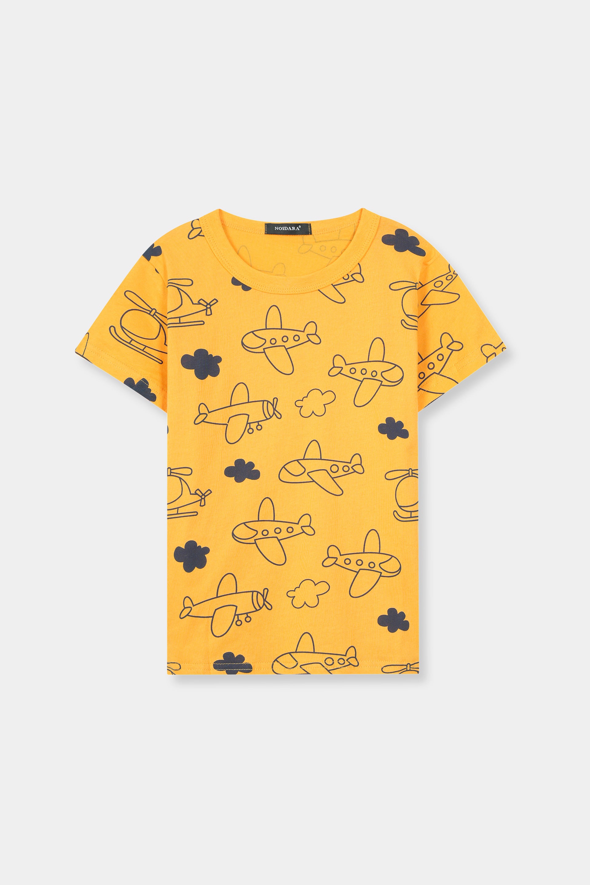 Boys 100% Imported Soft Cotton Yellow Air Plane Printed T-Shirt