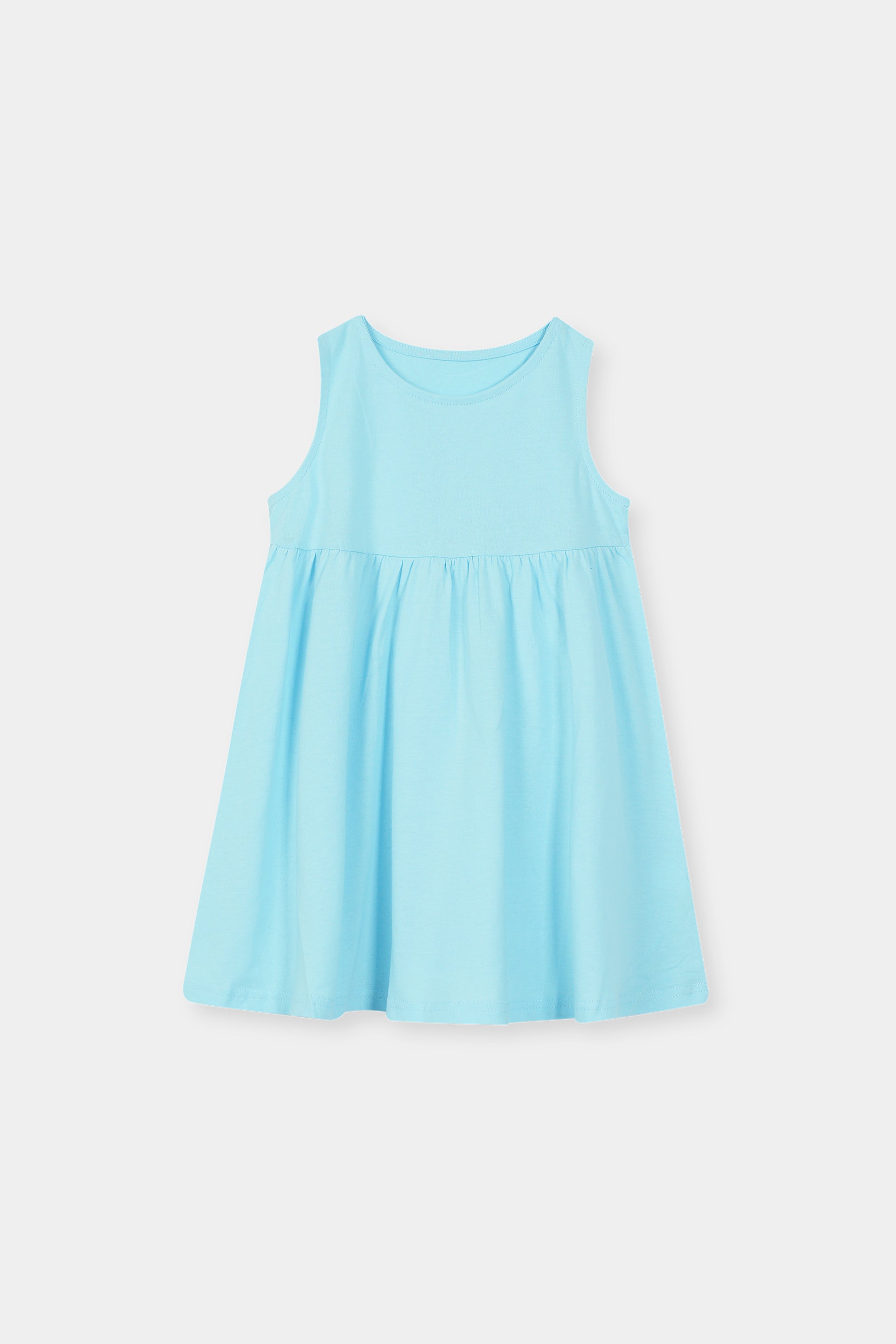 Girls 100% Imported Soft Cotton Sky Blue Frocks