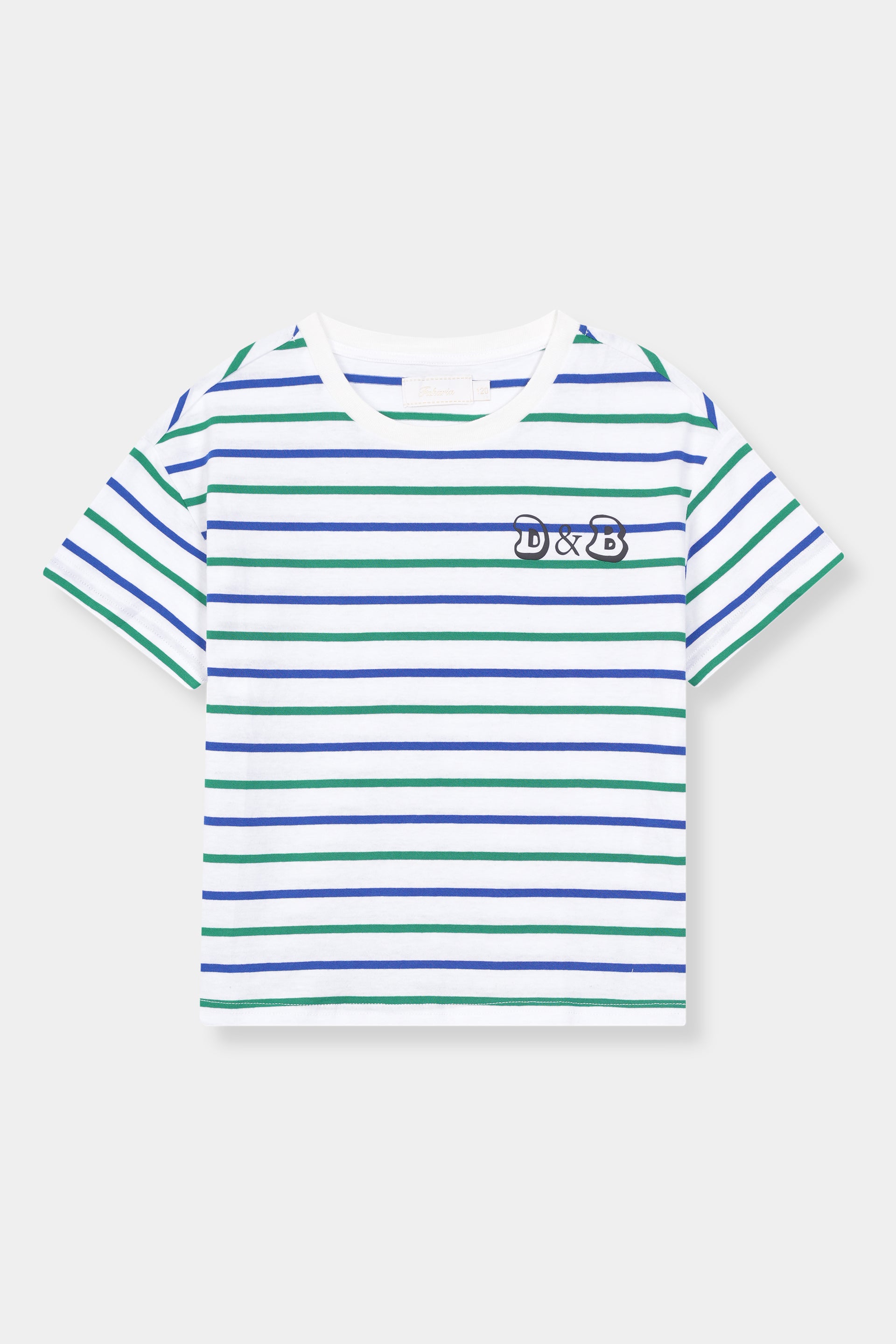 Boys 100% Imported Soft Cotton Green And White Stripe T-Shirt