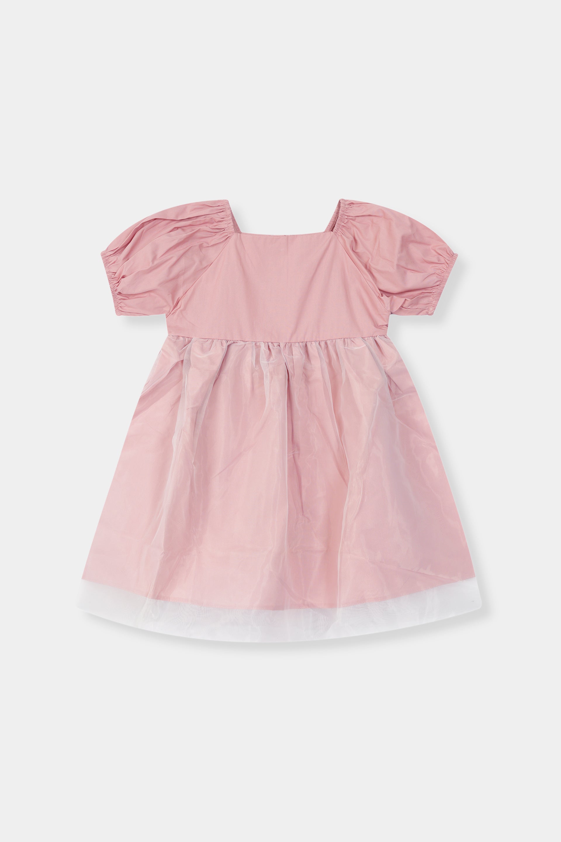 Girls 100% Imported Soft Cotton Plain Pink Frill Frock