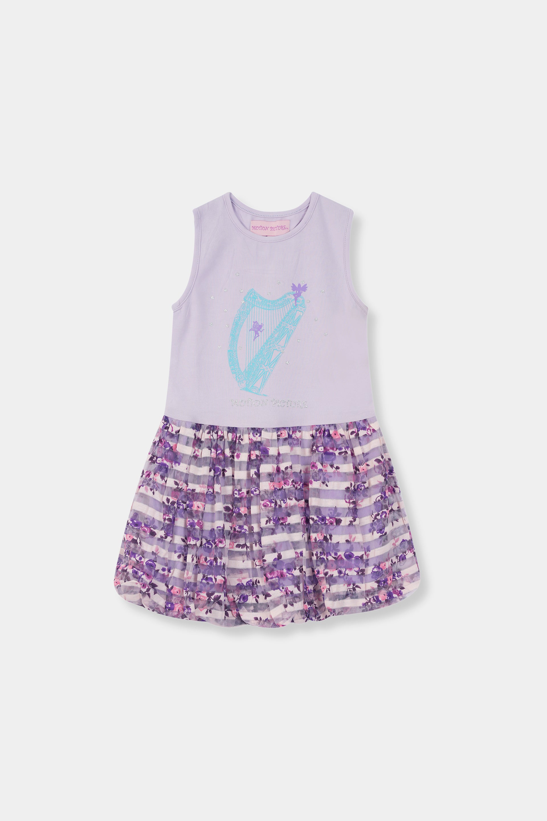 Girls 100% Imported Soft Cotton Light Purple With Bottom Sequin Frock