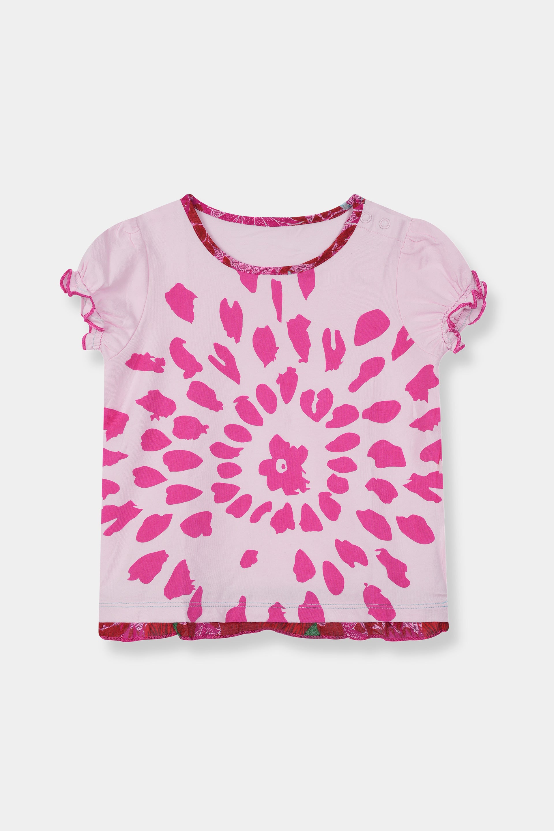 Girls 100% Imported Soft Cotton Pink Graphics Printed T- Shirt