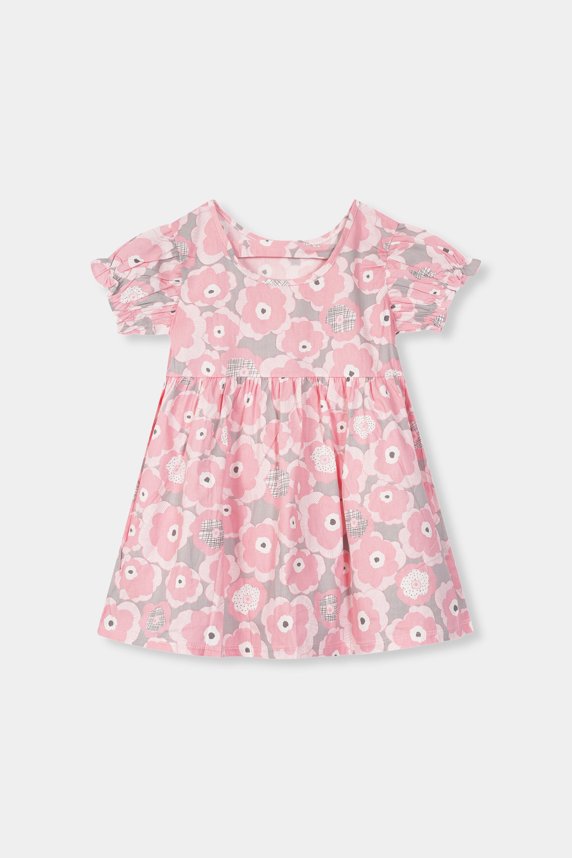 Girls 100% Imported Soft Cotton All Over Flower Printed Frock