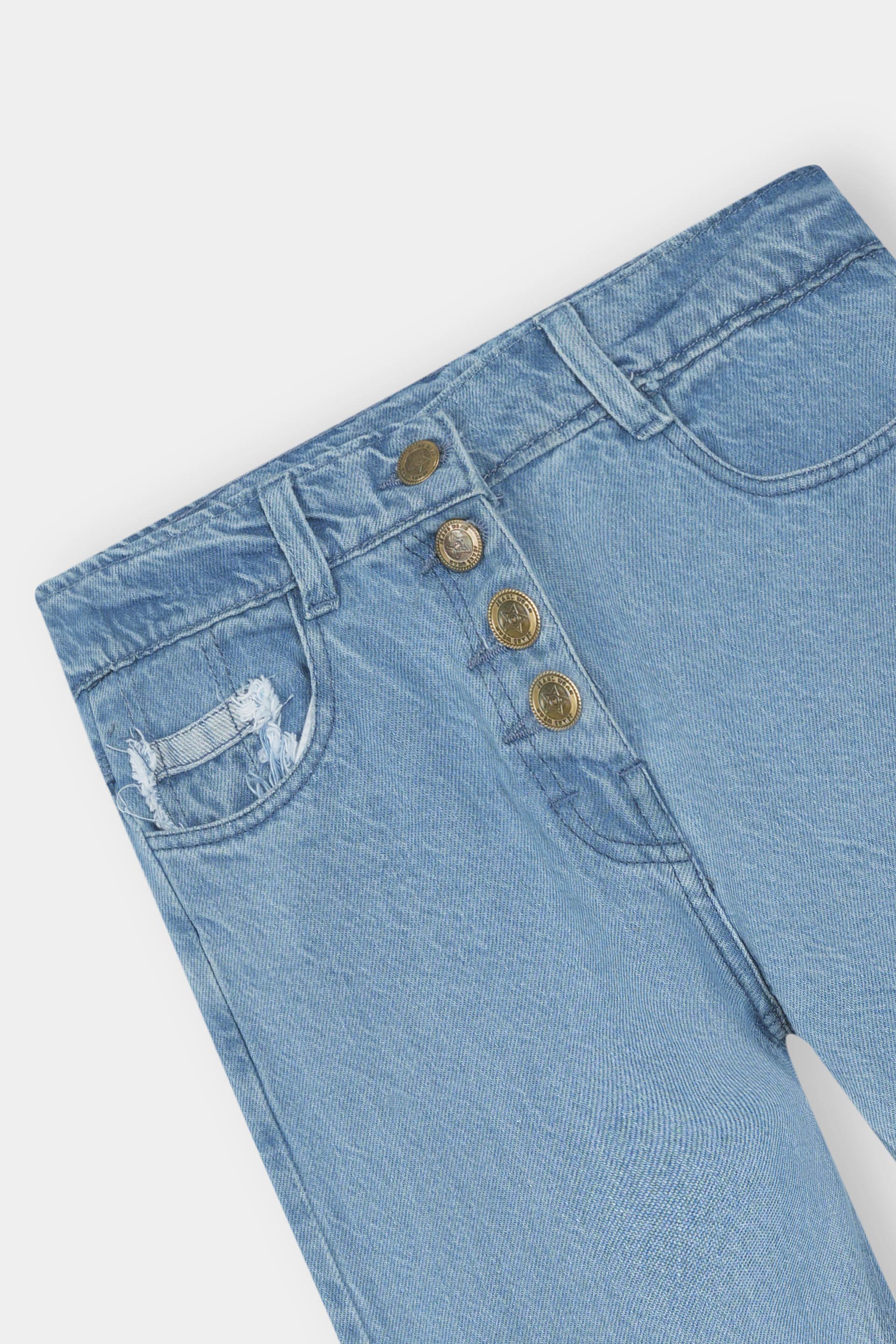 Girls Imported Denim Sky Blue Stretch Flared Jeans