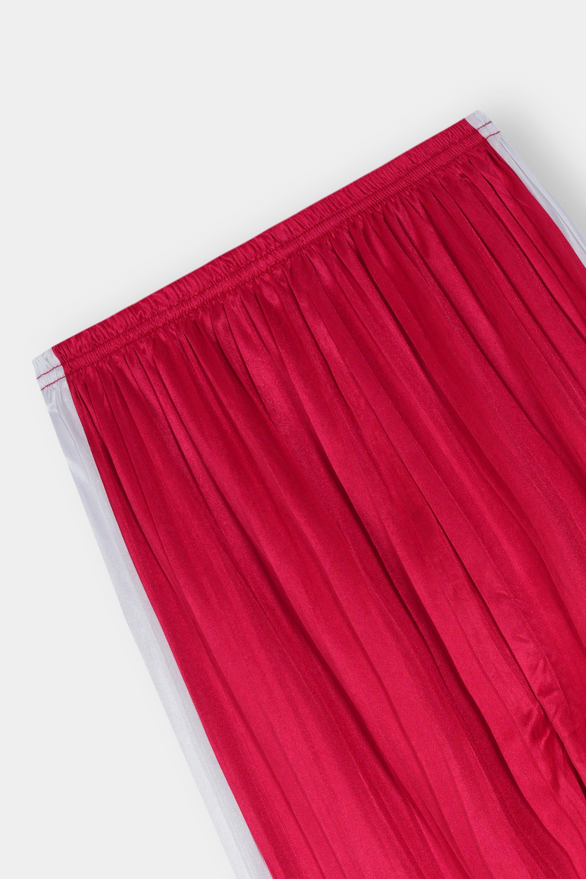 Girls Imported Linen Cotton Red And White Stripe Trouser