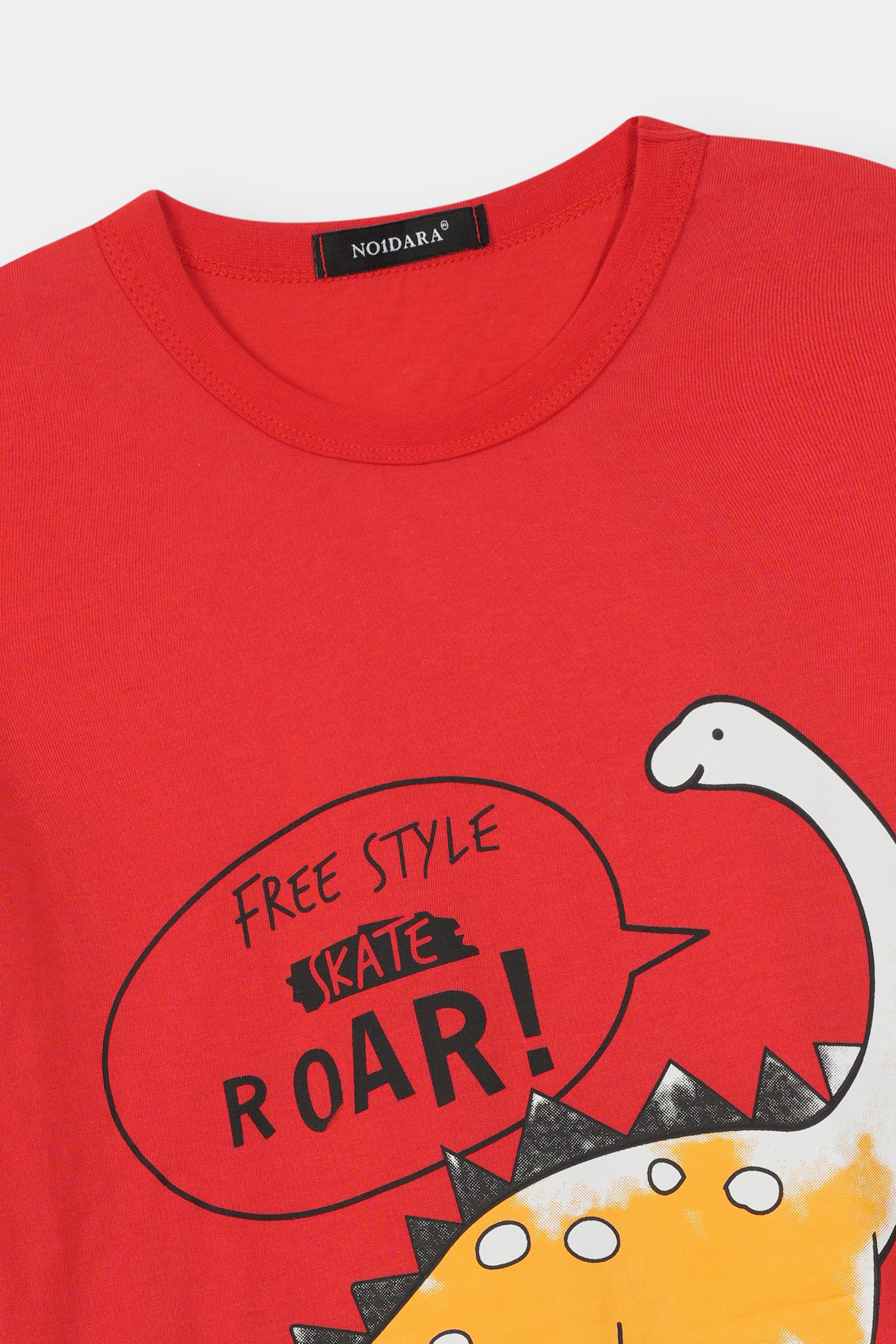 Boys 100% Imported Soft Cotton Red Graphics Printed T-Shirt