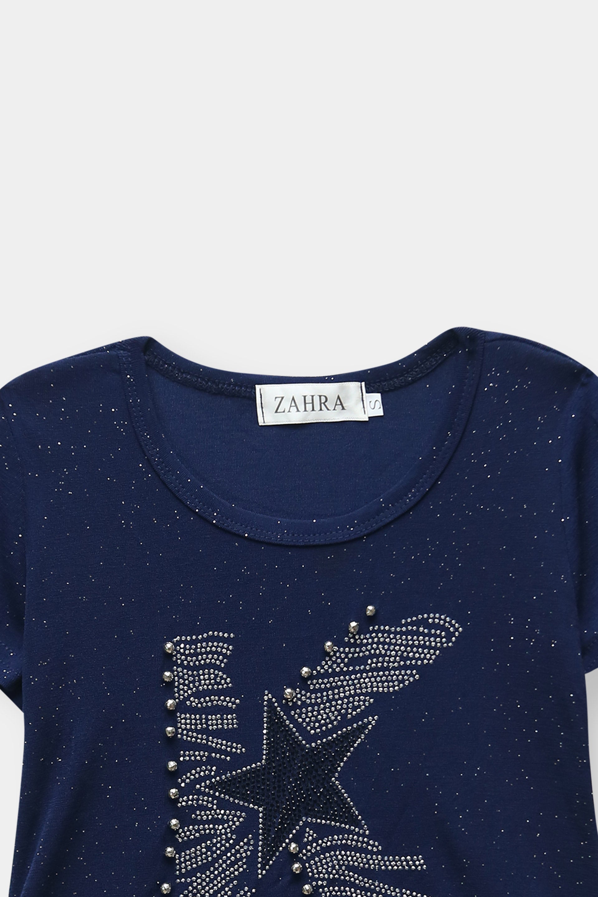 Girls Imported Cotton Graphics Printed Navy Blue Top