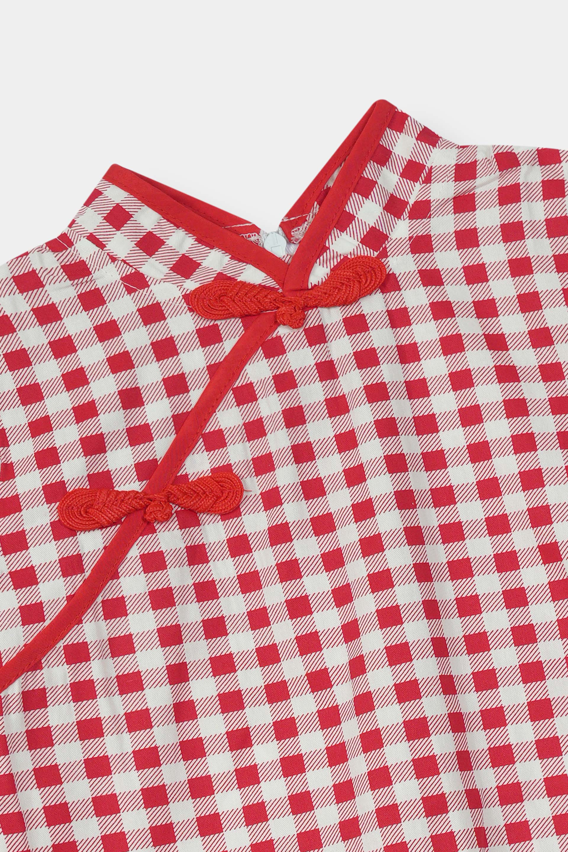 Girls 100% Imported Soft Cotton Red And White Check Top