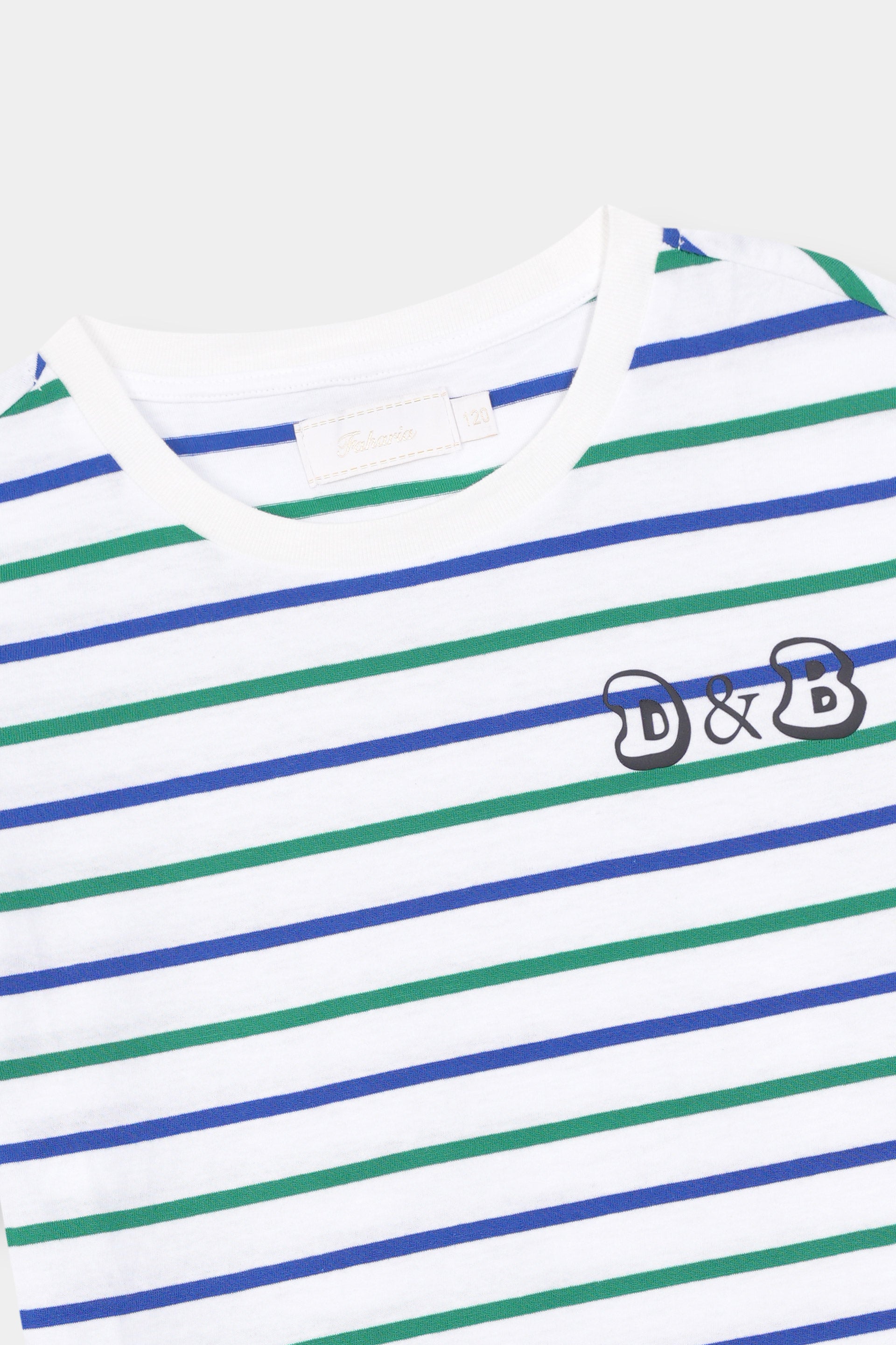 Boys 100% Imported Soft Cotton Green And White Stripe T-Shirt