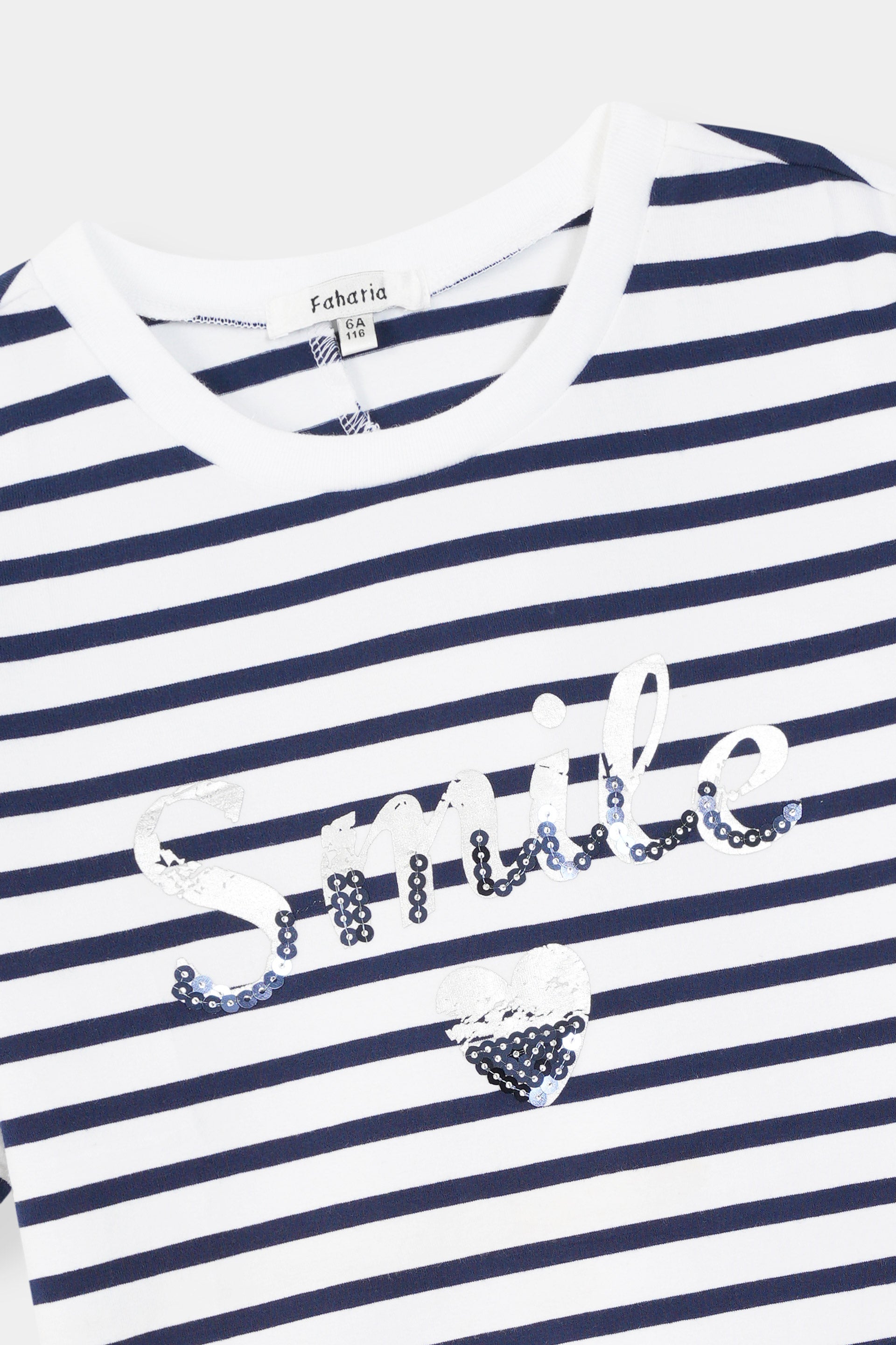 Girls 100% Imported Soft Cotton Black And White Stripe T- Shirt