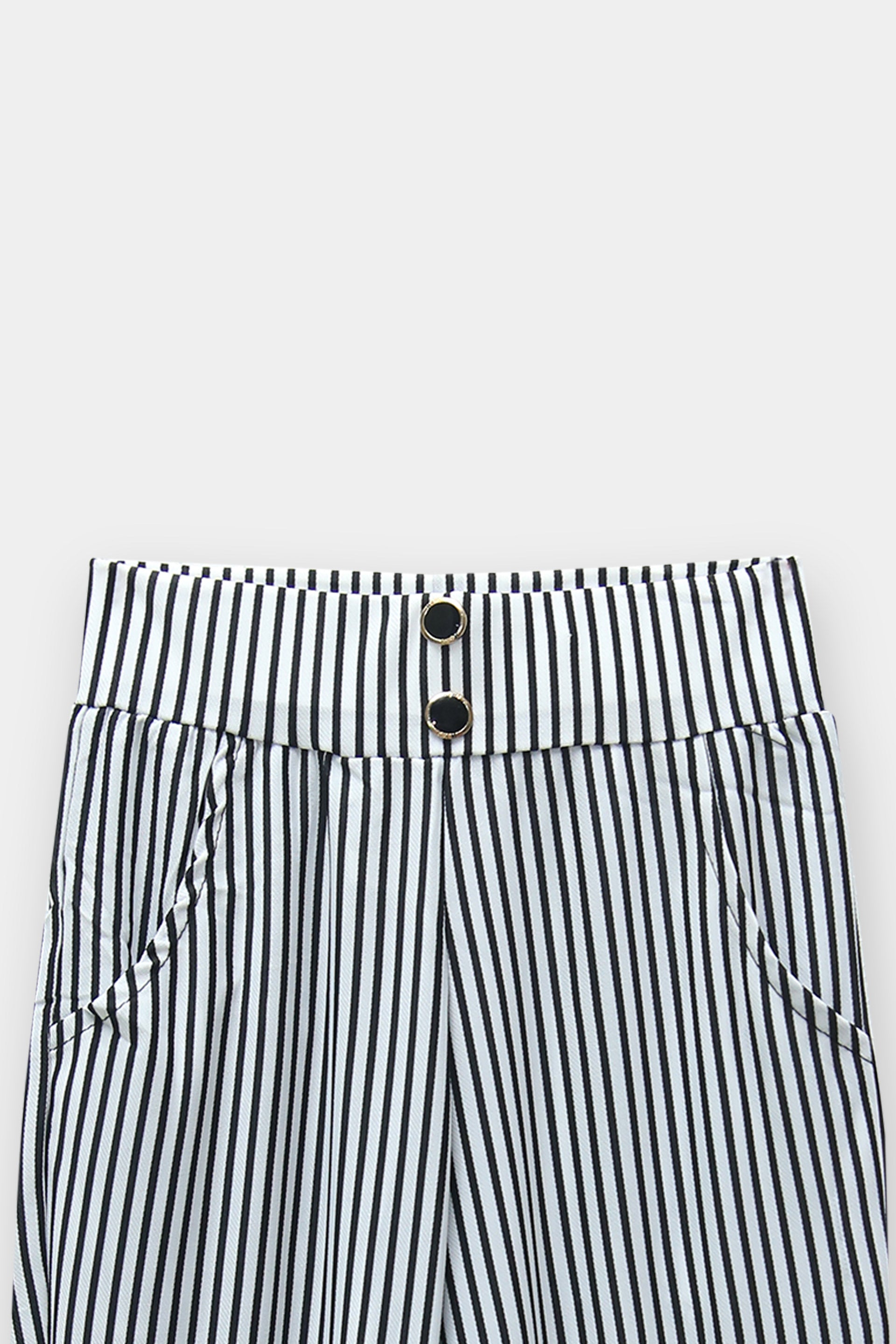 Girls Imported White and Black Stripe Pant Tights