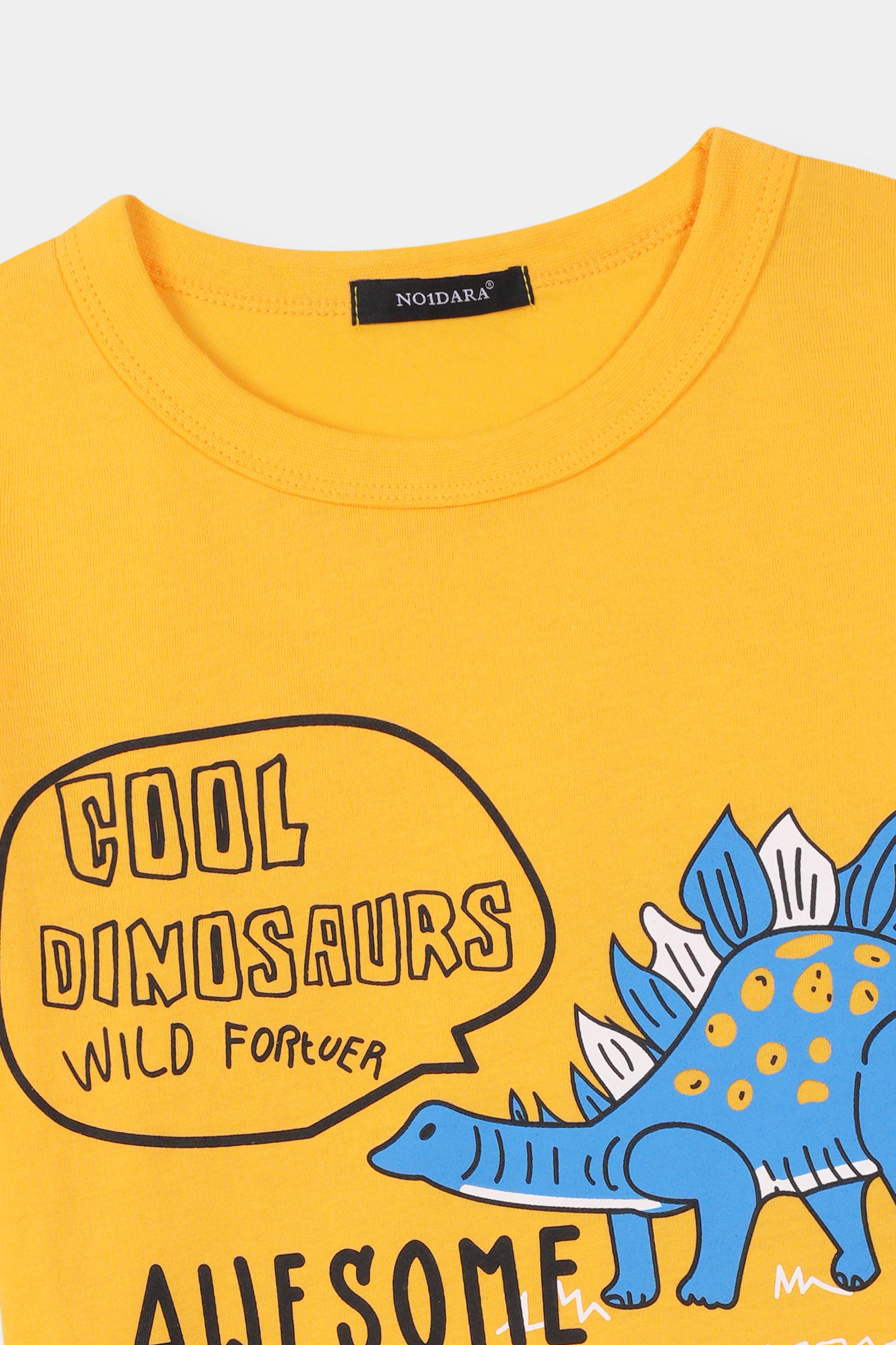 Boys 100% Imported Soft Cotton Yellow Graphics Printed T-Shirt
