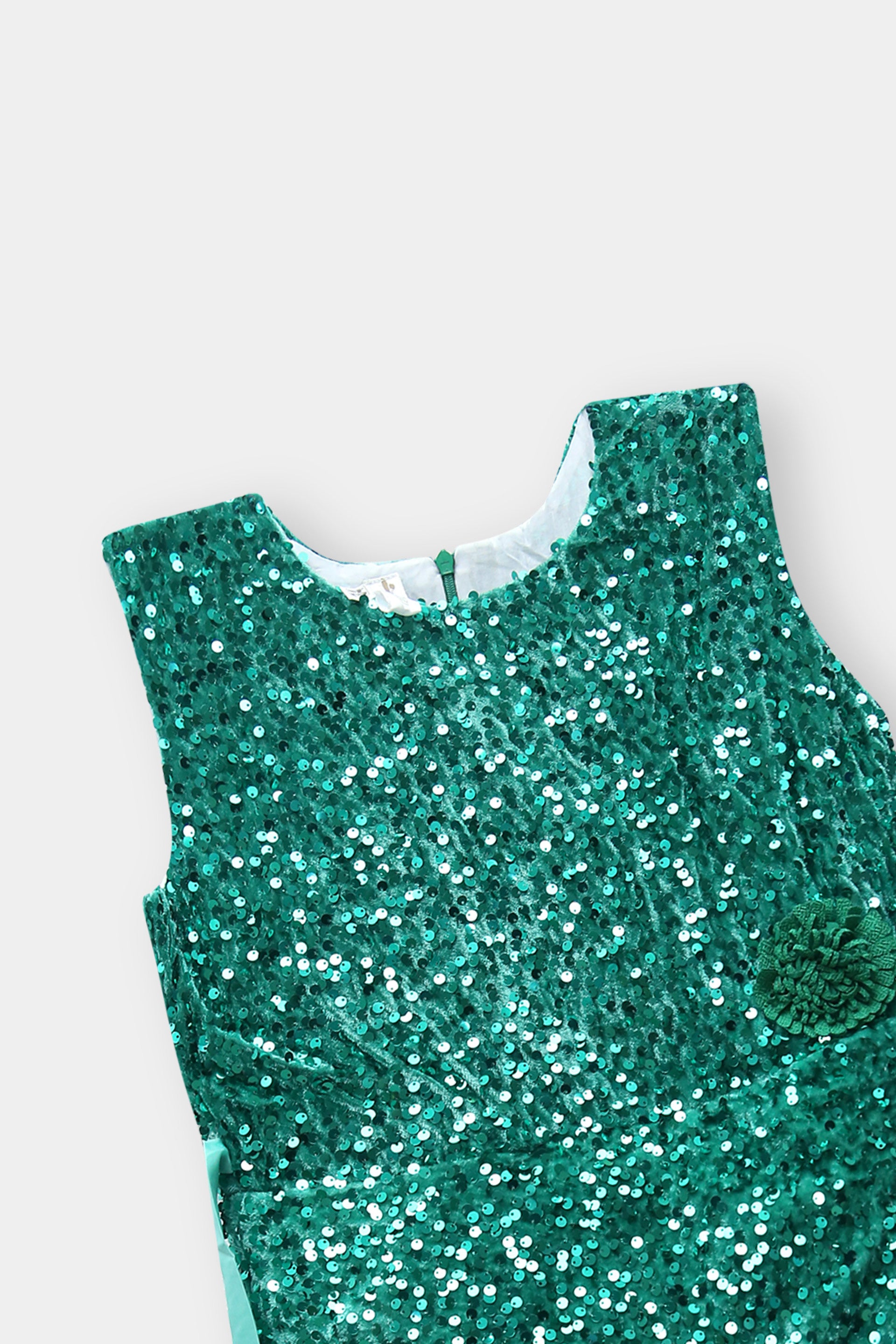 Girls Imported Green Frock Fancy Sequins Beauty