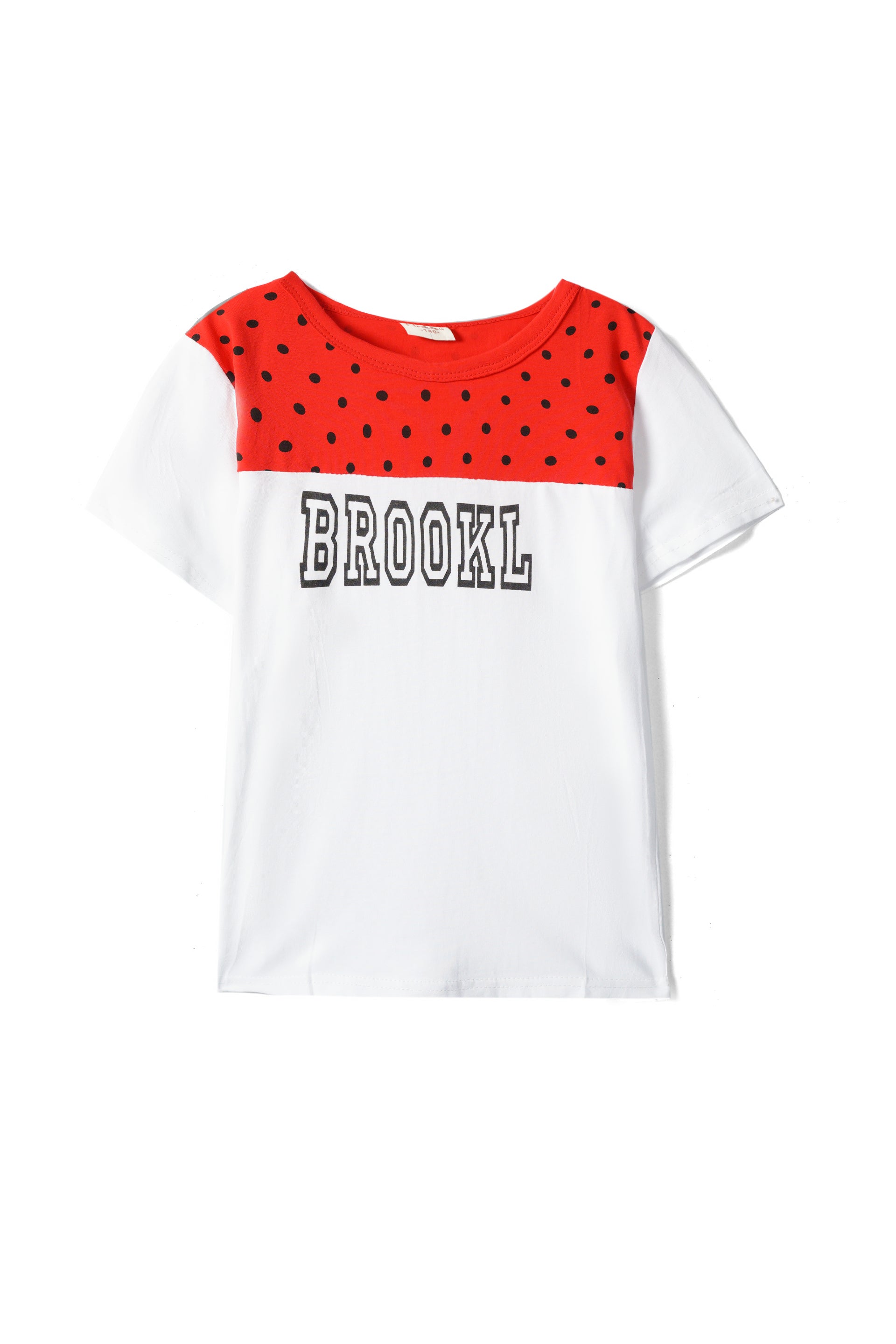 Girls 100%Imported Soft Cotton Cut & Sew Red And White T-Shirt