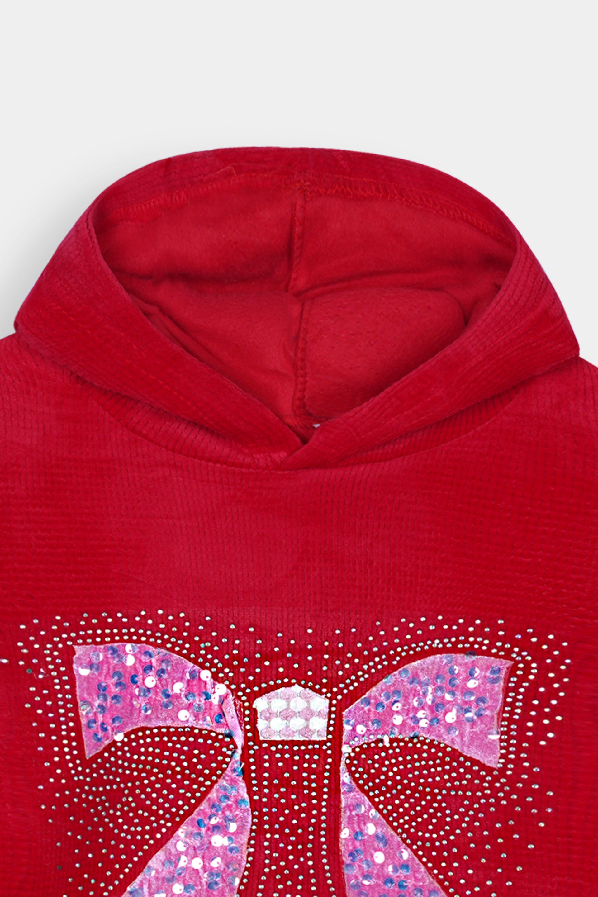 Imported Girls Pull Over Kotrai Velvet Hoodie With Sequin