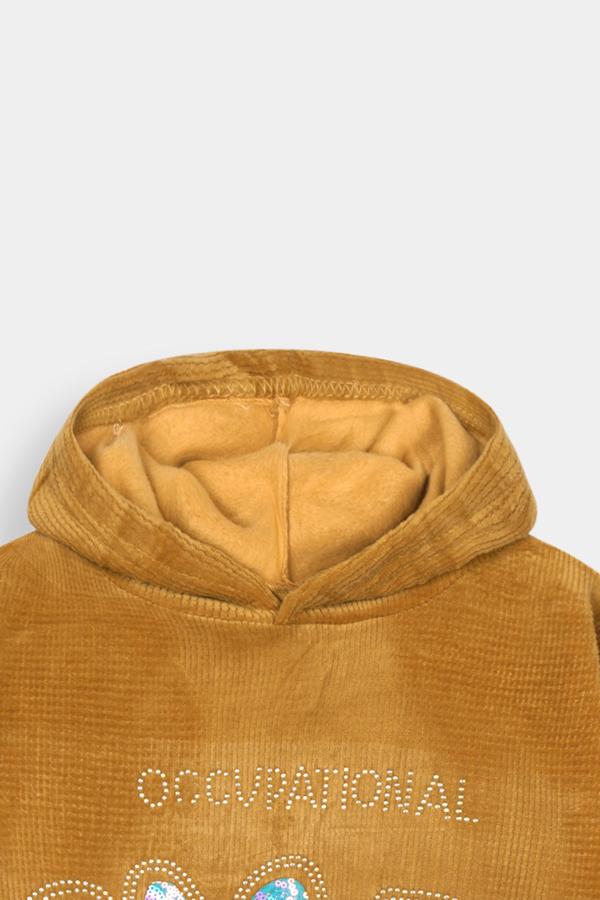 Imported Girls Pull Over Kotrai Velvet Printed Hoodie