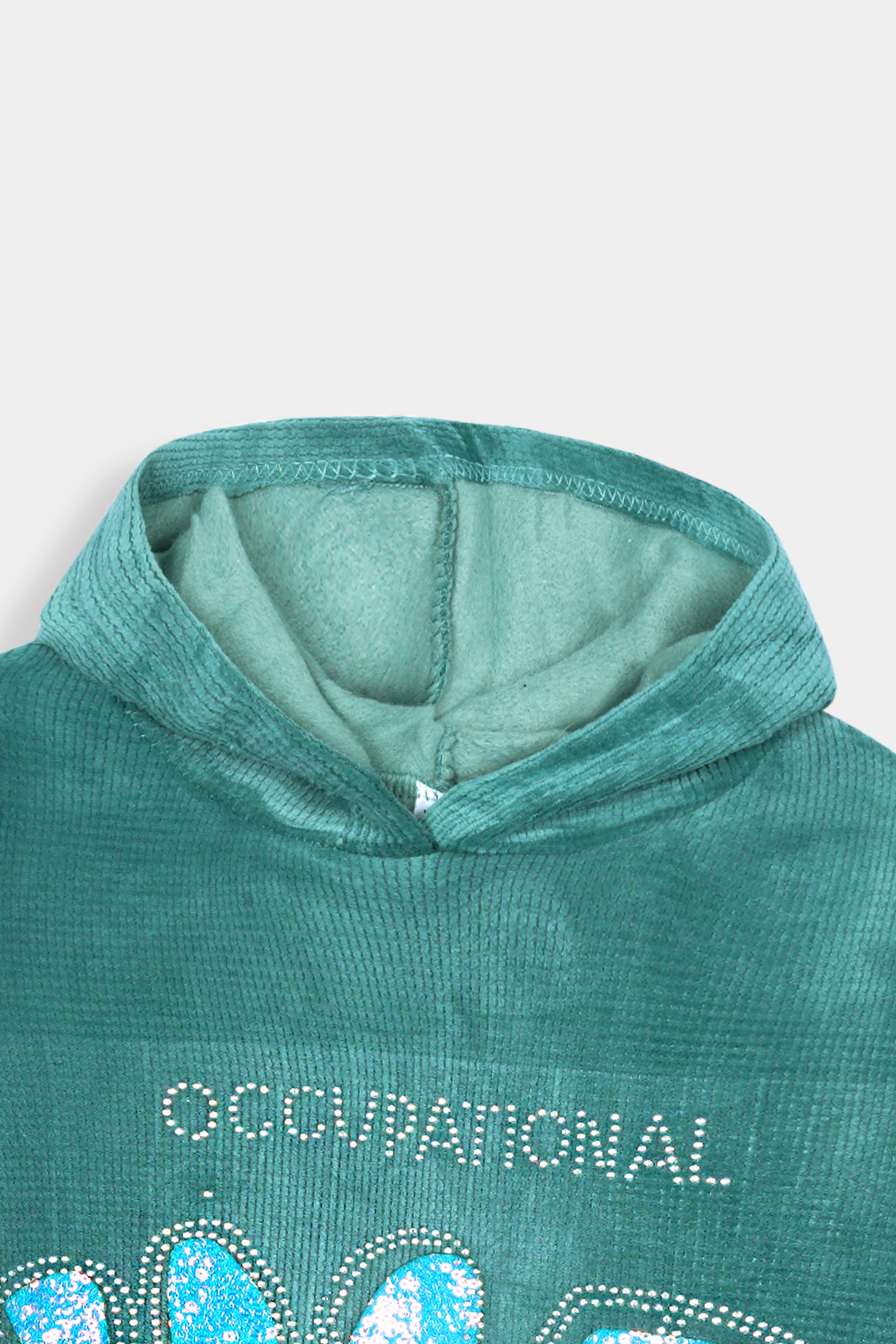 Imported Girls Pull Over Kotrai Velvet Hoodie With Sequin