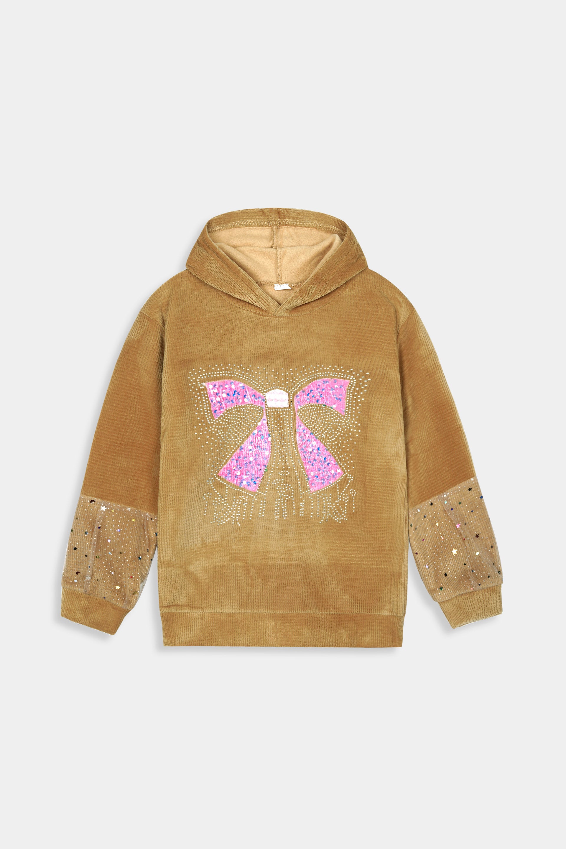 Imported Girls Pull Over Kotrai Velvet Hoodie With Sequin