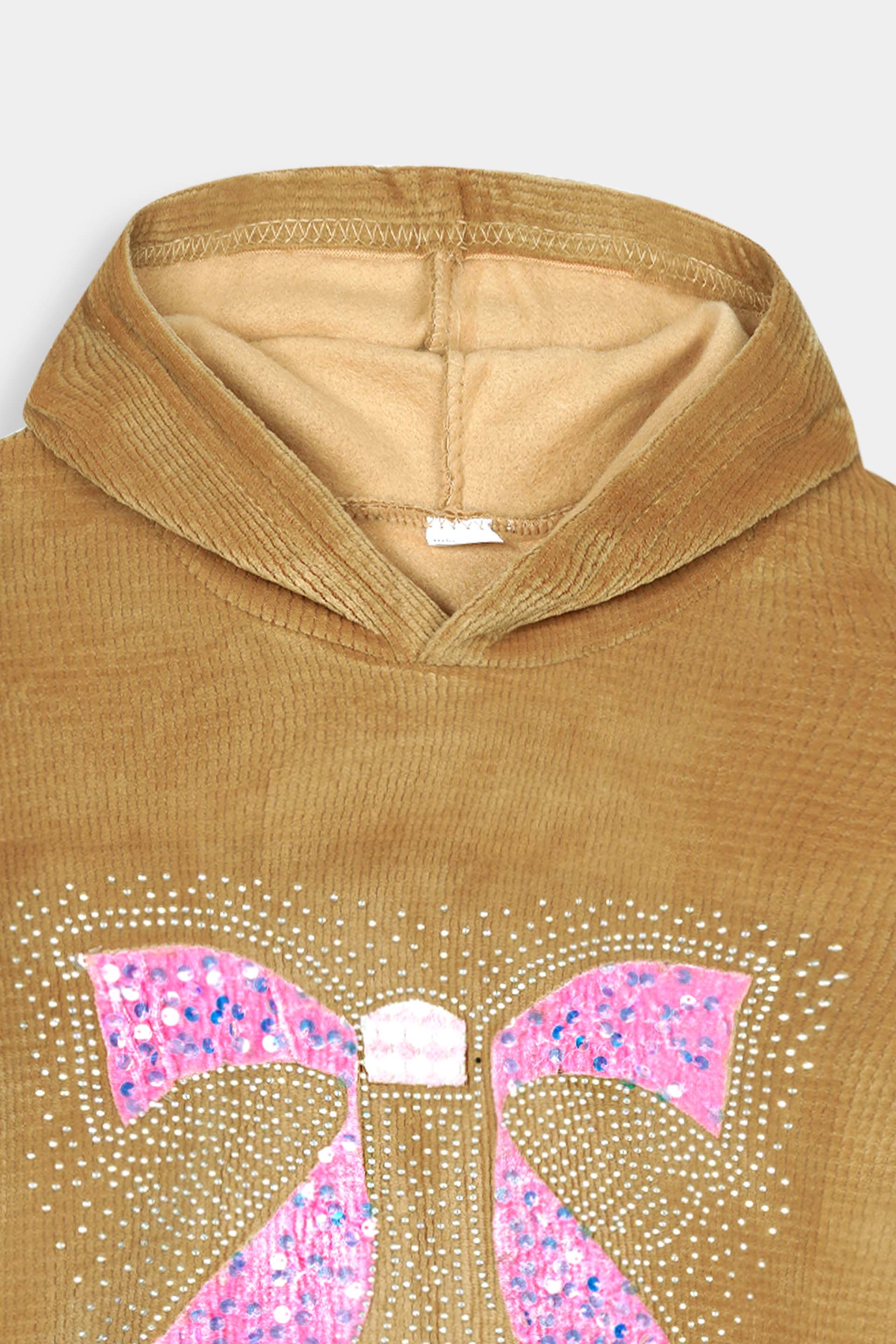 Imported Girls Pull Over Kotrai Velvet Hoodie With Sequin
