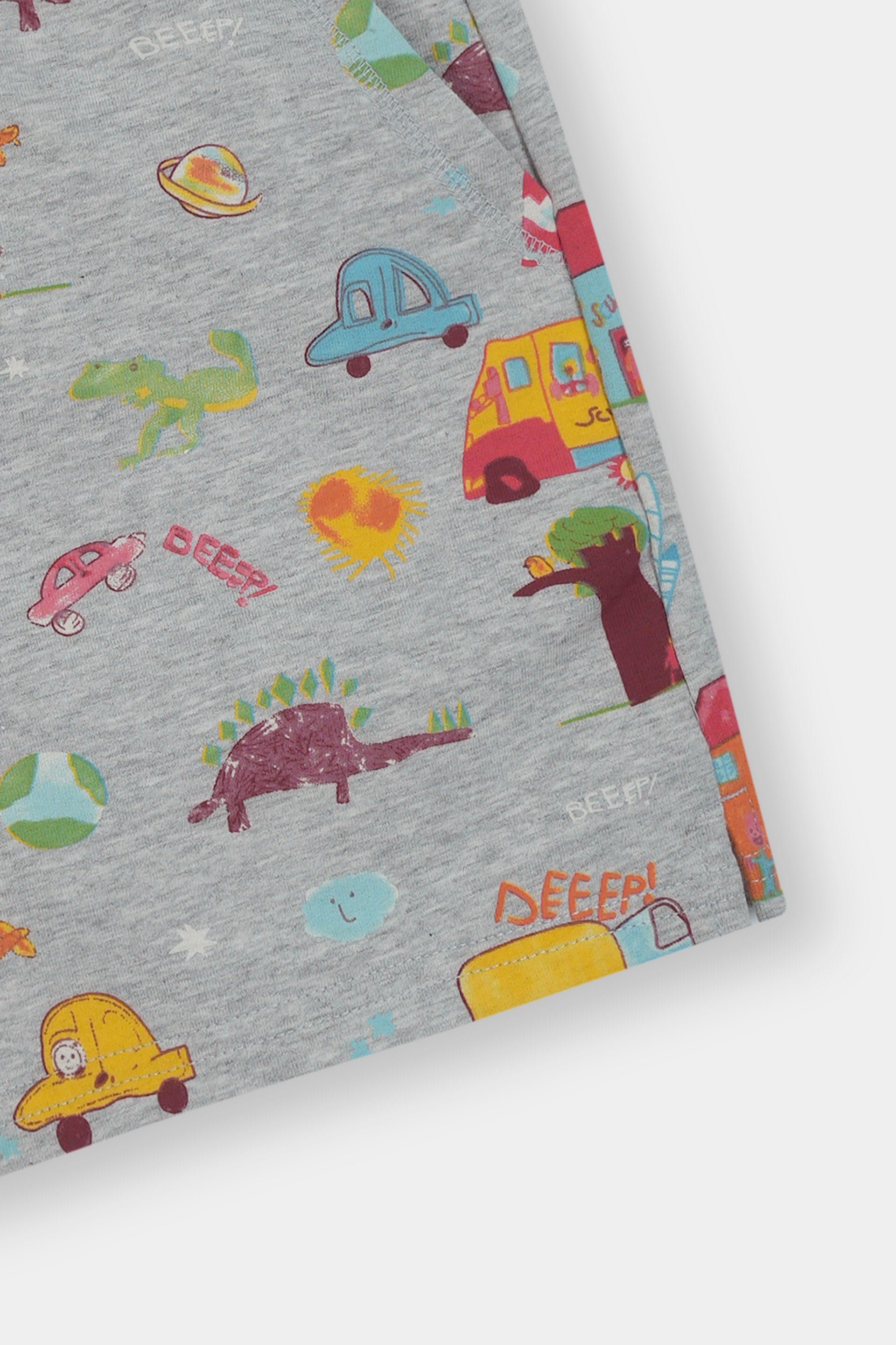 Kids 100% Imported Soft Cotton Grey Graphics Printed Shorts
