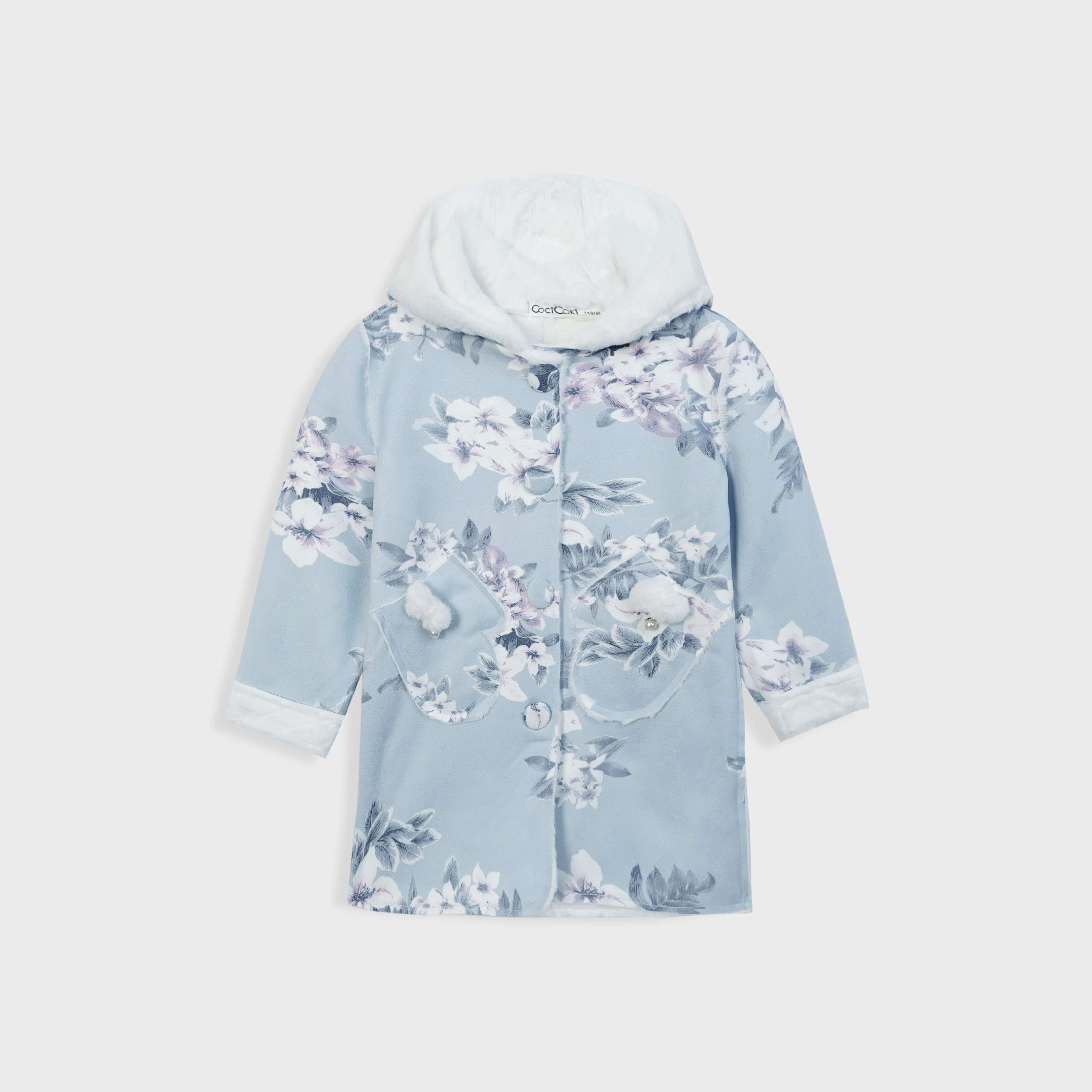 Imported Girls All-Over Printed Rexine Leather Fur Lined Jacket