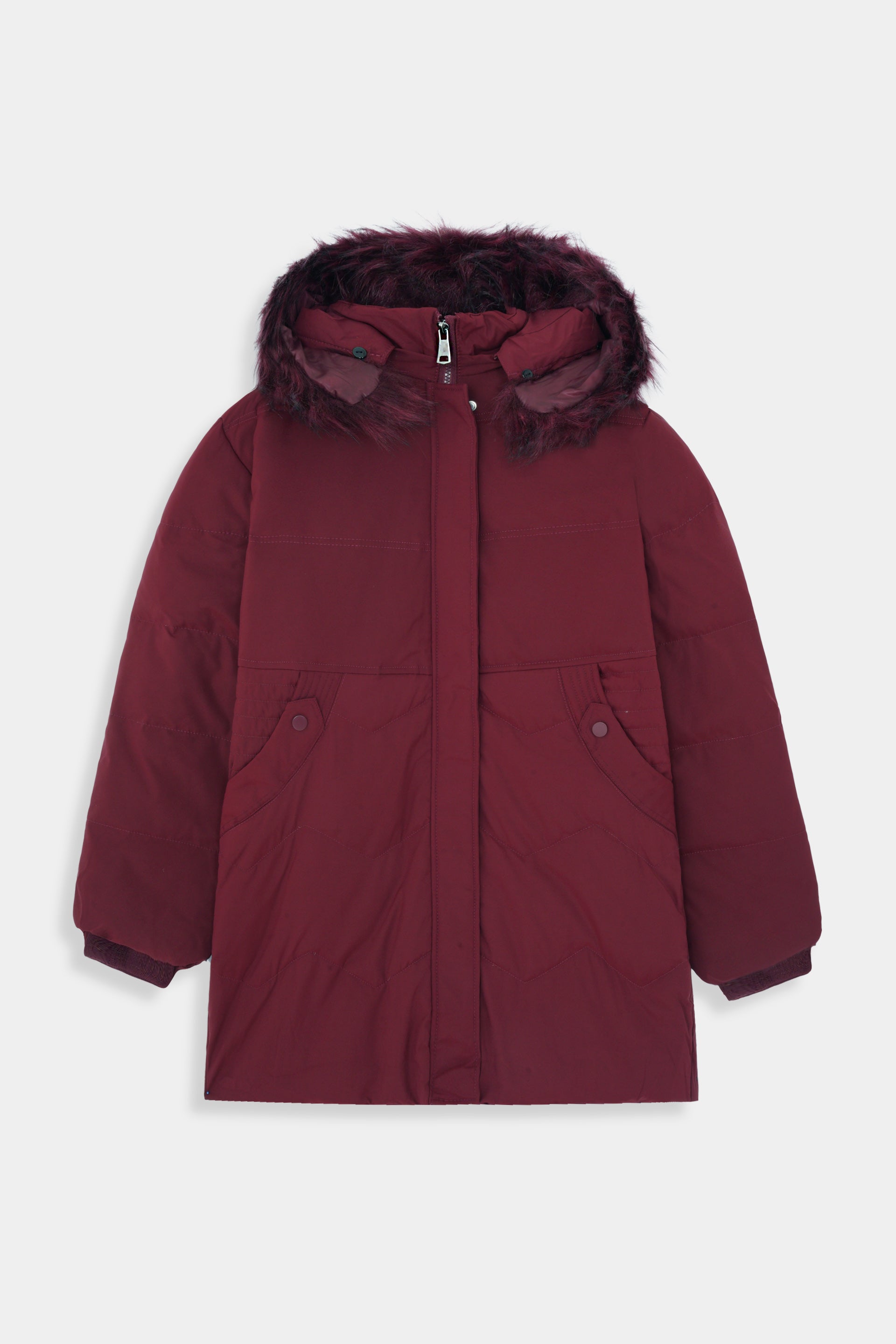 Women Imported Wool Long Coat Fur Hoodie