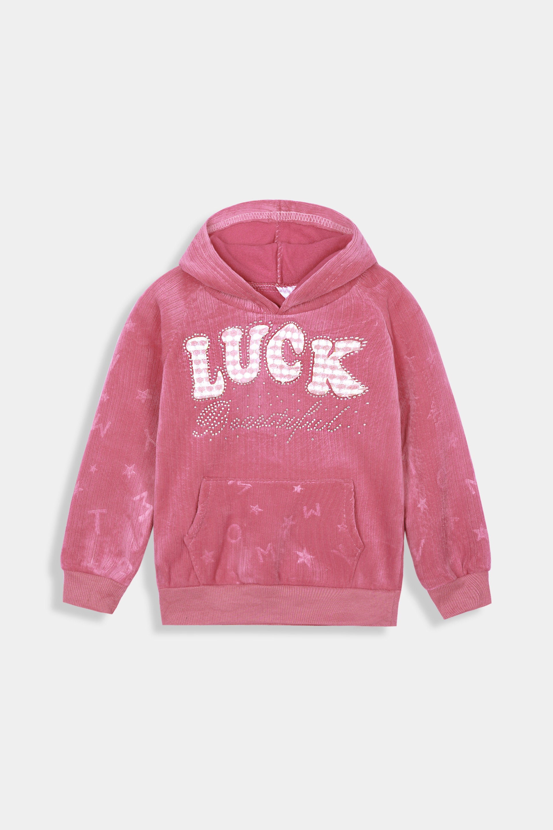 Imported Girls Pull Over Kotrai Velvet Hoodie With Sequin