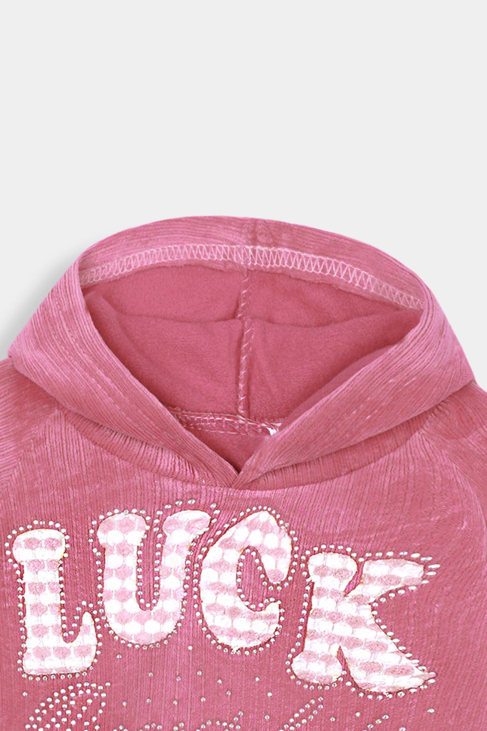 Imported Girls Pull Over Kotrai Velvet Hoodie With Sequin