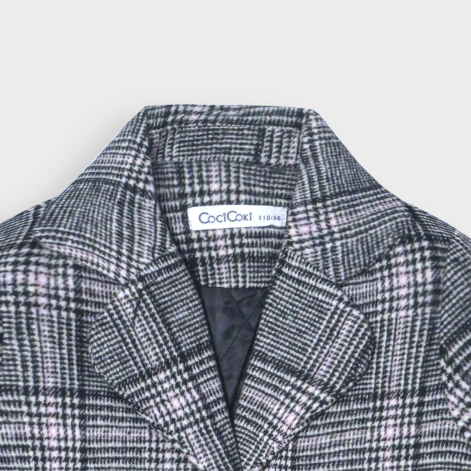 imported prince of wales coat stylish girls wool blended coat