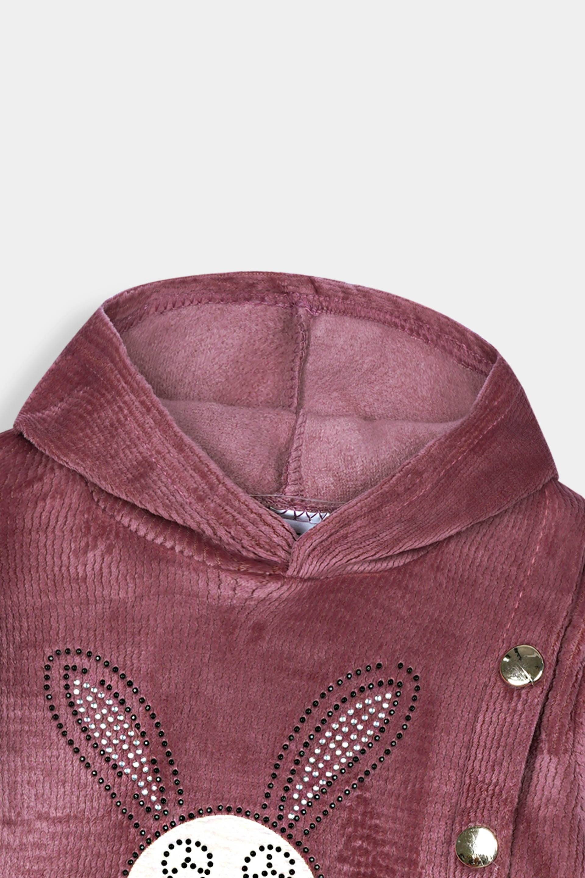 Imported Girls Pull Over Kotrai Velvet Hoodie With Sequin