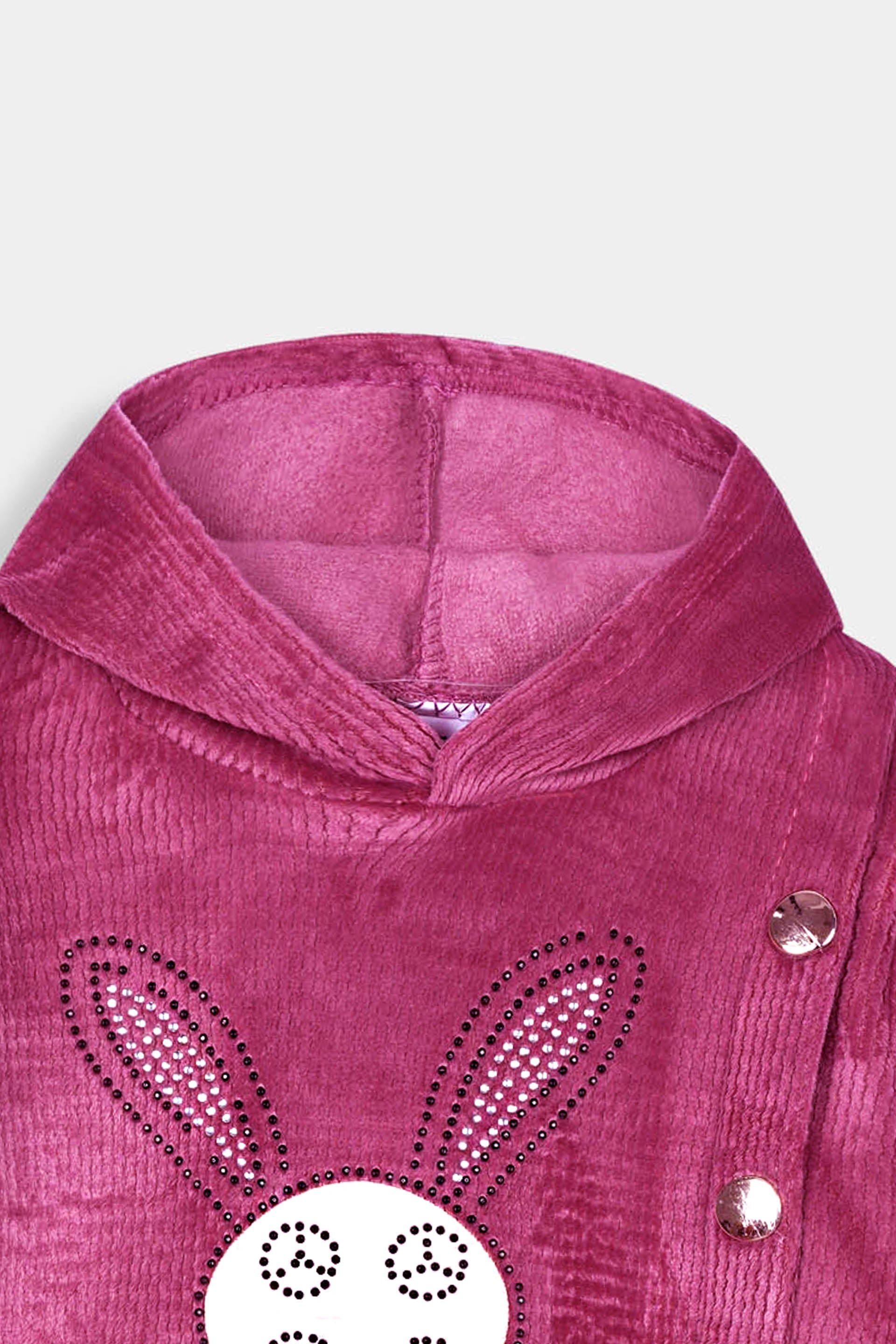Imported Girls Pull Over Kotrai Velvet Hoodie With Sequin