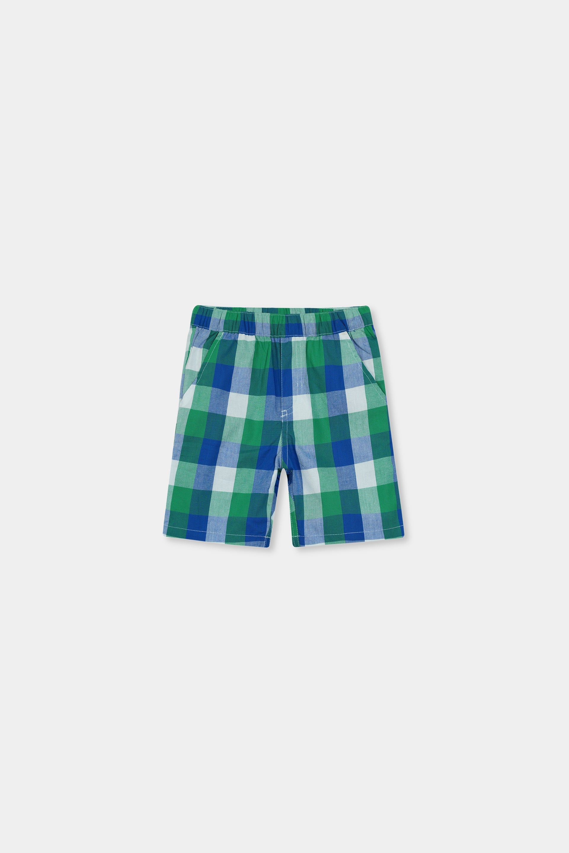 Kids 100% Imported Soft Cotton Green Check Shorts