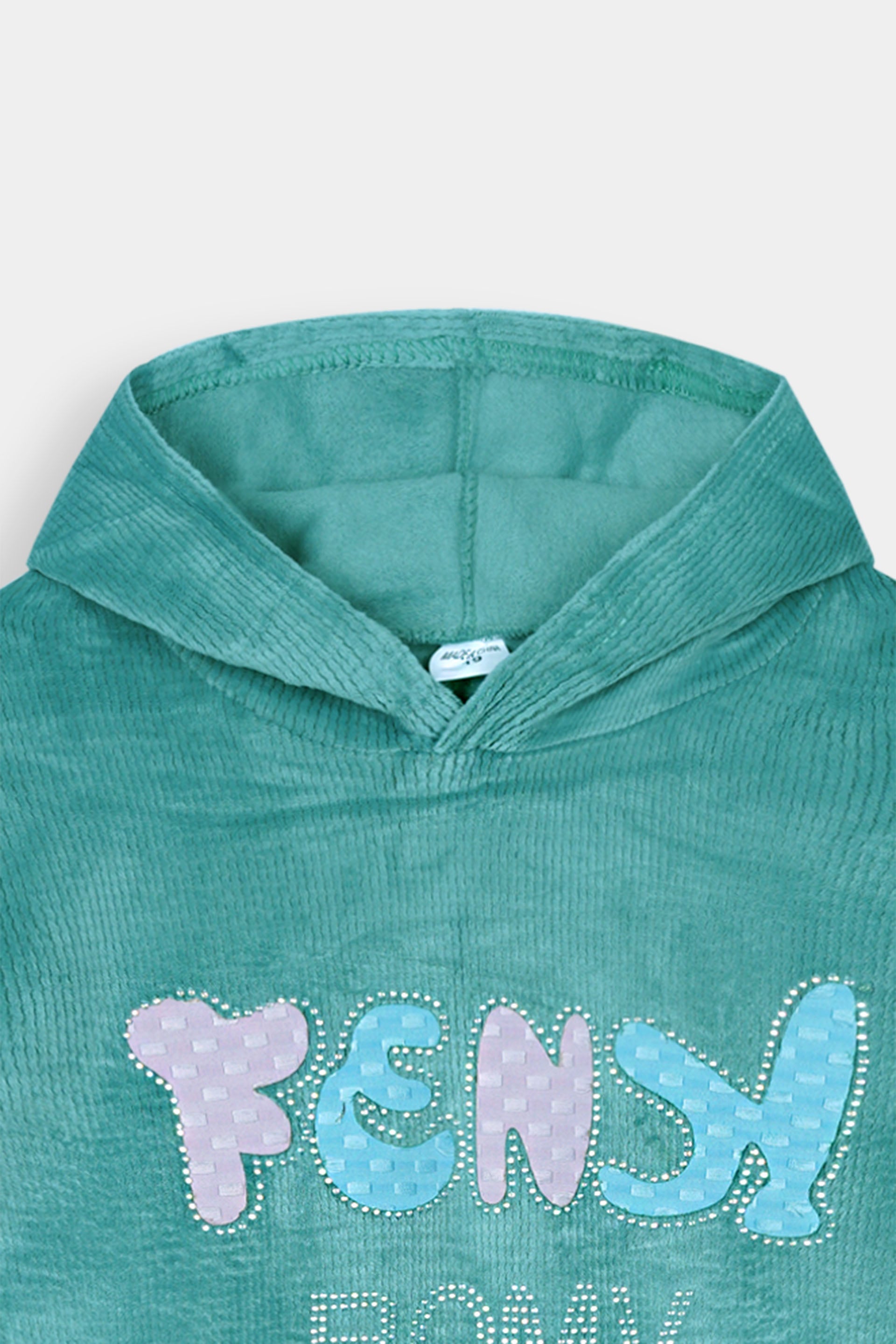 Imported Girls Pull Over Kotrai Velvet Hoodie With Sequin