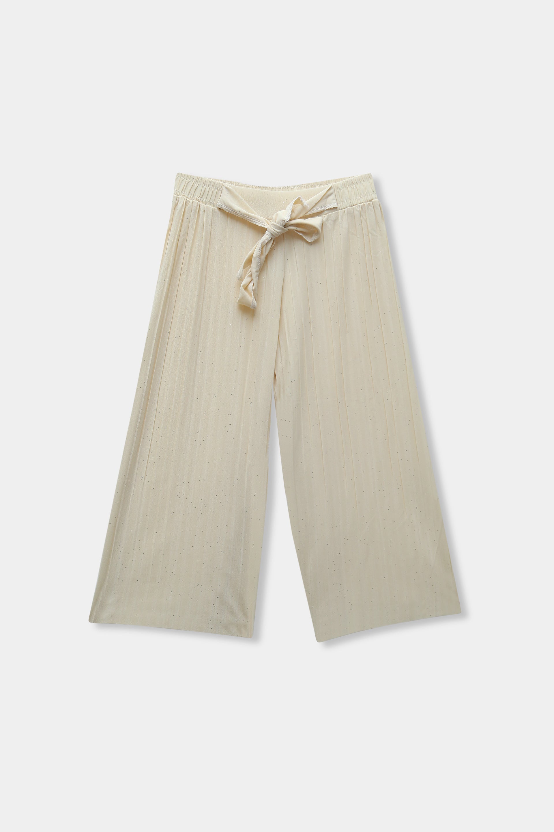 Girls Imported Linen Cotton Off White Bell Bottom Plazo Trouser