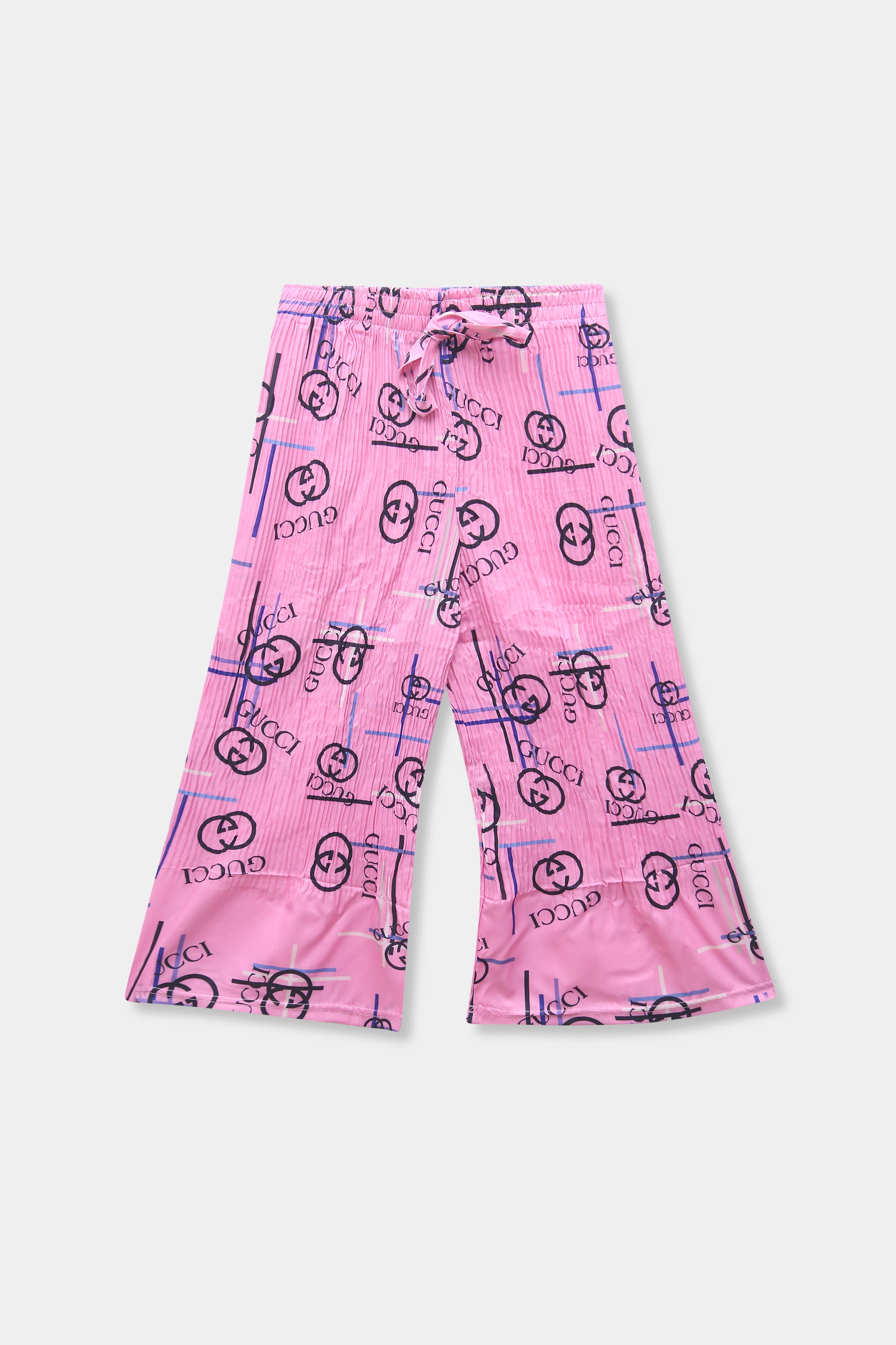 Girls Imported Silk Pink Bell Bottom Plazo Trouser