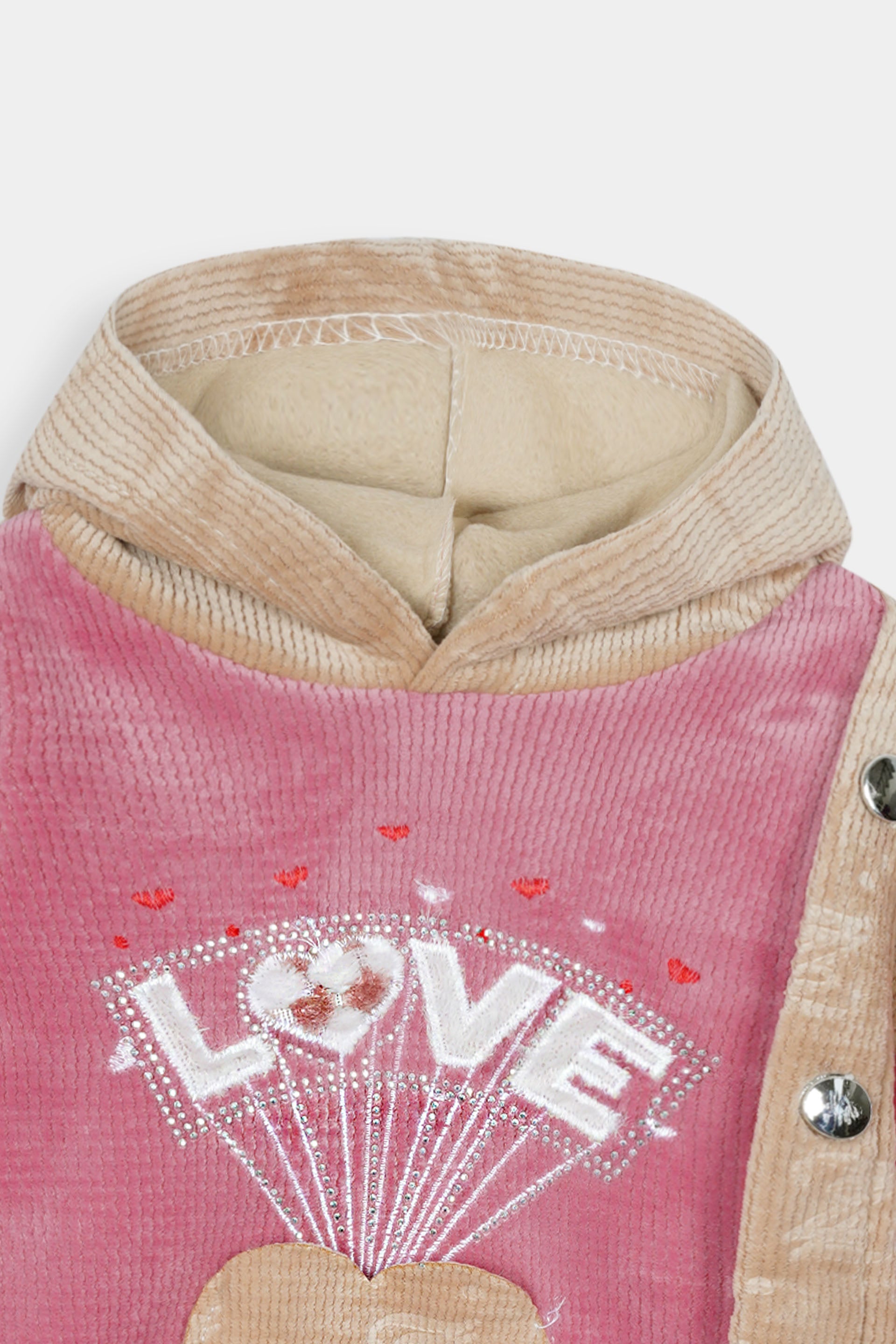 Imported Girls Pull Over Kotrai Velvet Printed Hoodie