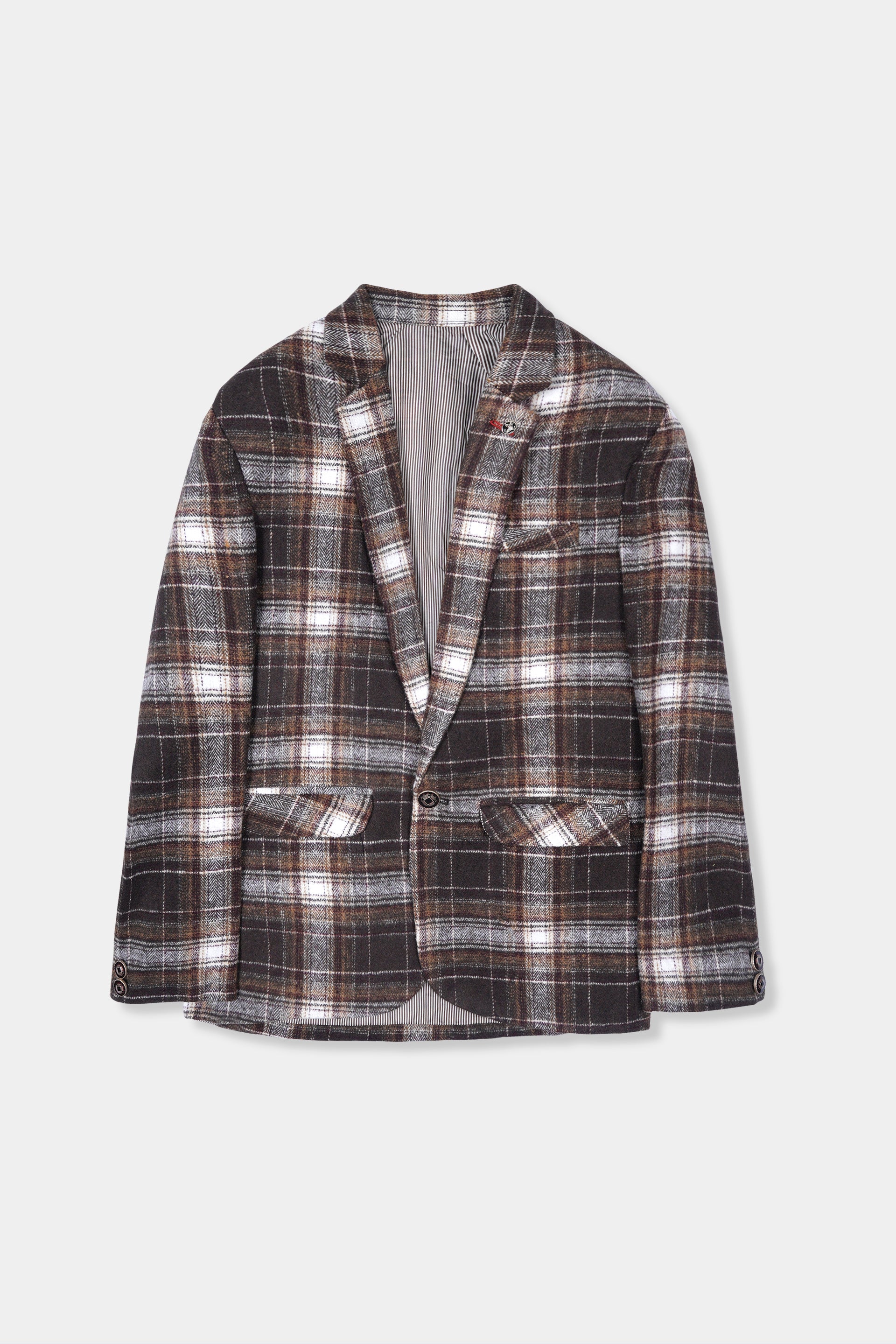 Boys Imported Soft Wool Brown Check Coat