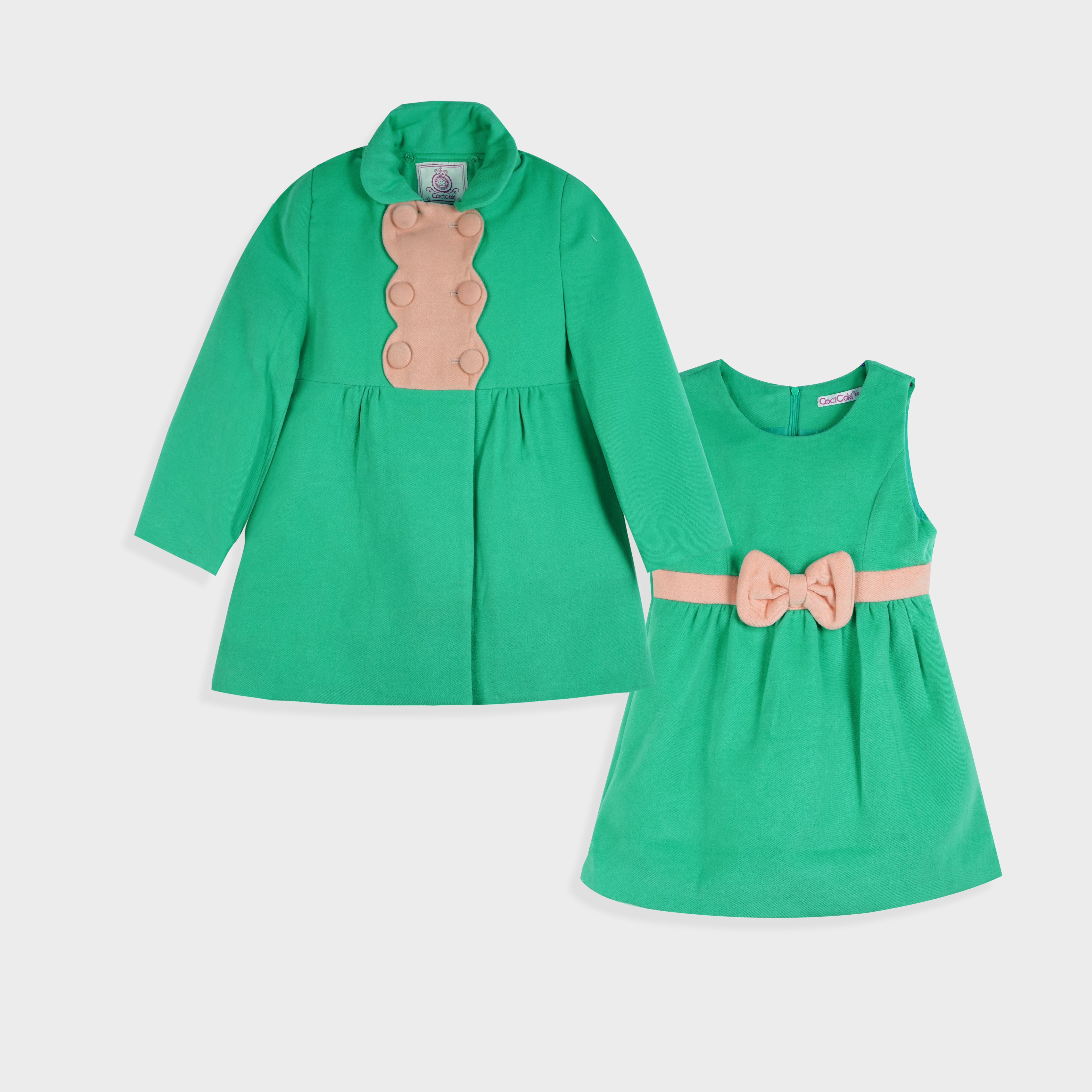 Imported twofer peached twill fabric Winter Princess Warm frock coat with Bow