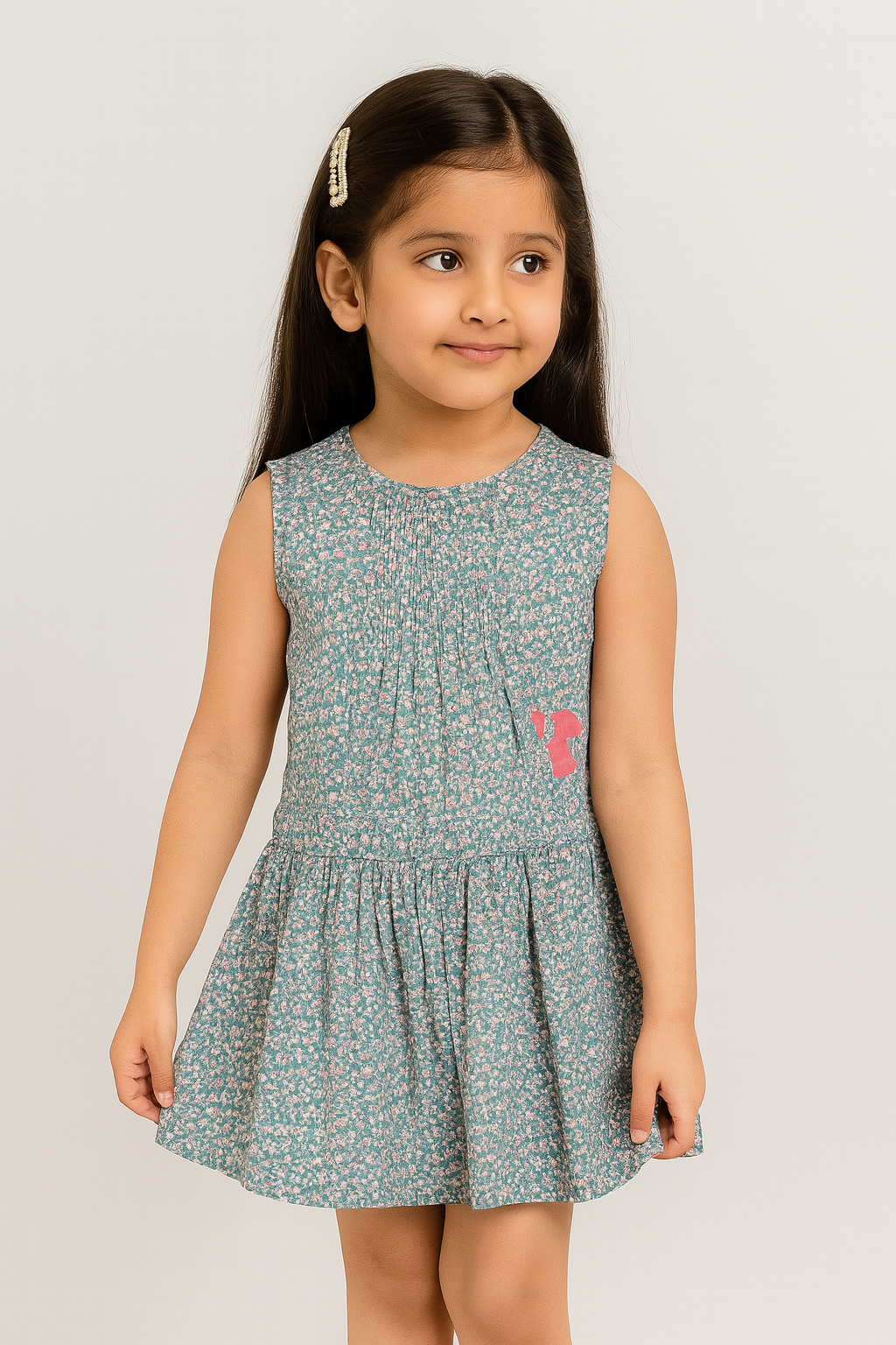 Girls 100% Imported Soft Cotton All Over Flower Printed Frock