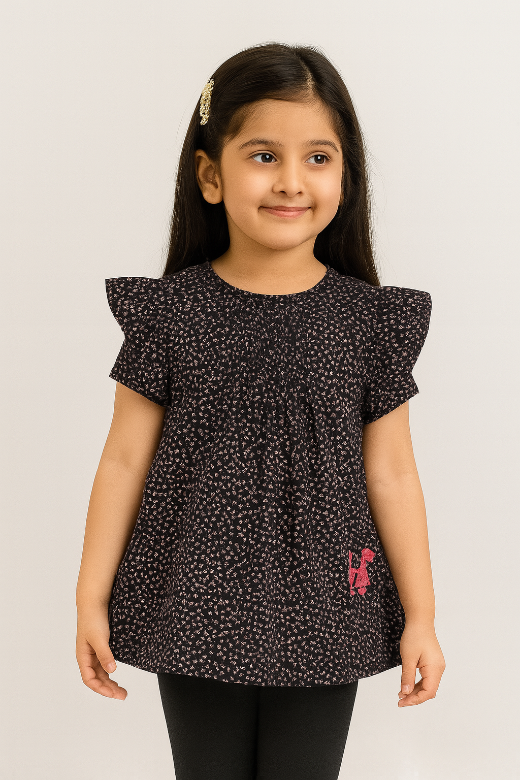 Girls 100% Imported Soft Cotton All Over Flower Printed Frock