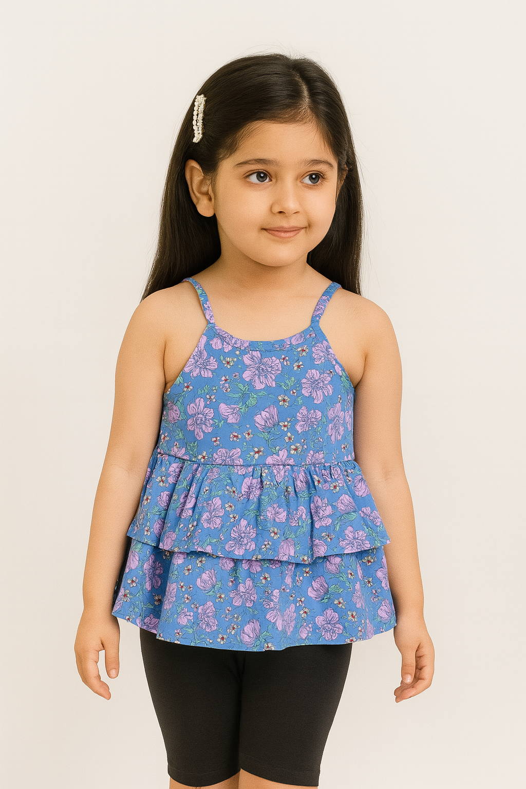 Girls 100% Imported Soft Cotton All Over Flower Printed Frocks