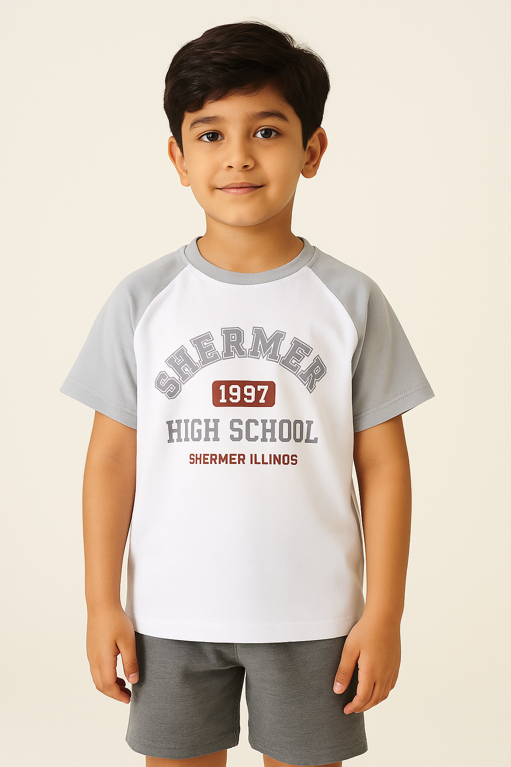 Boys Imported Slogan Graphic Printed Drop Shoulder T-Shirt