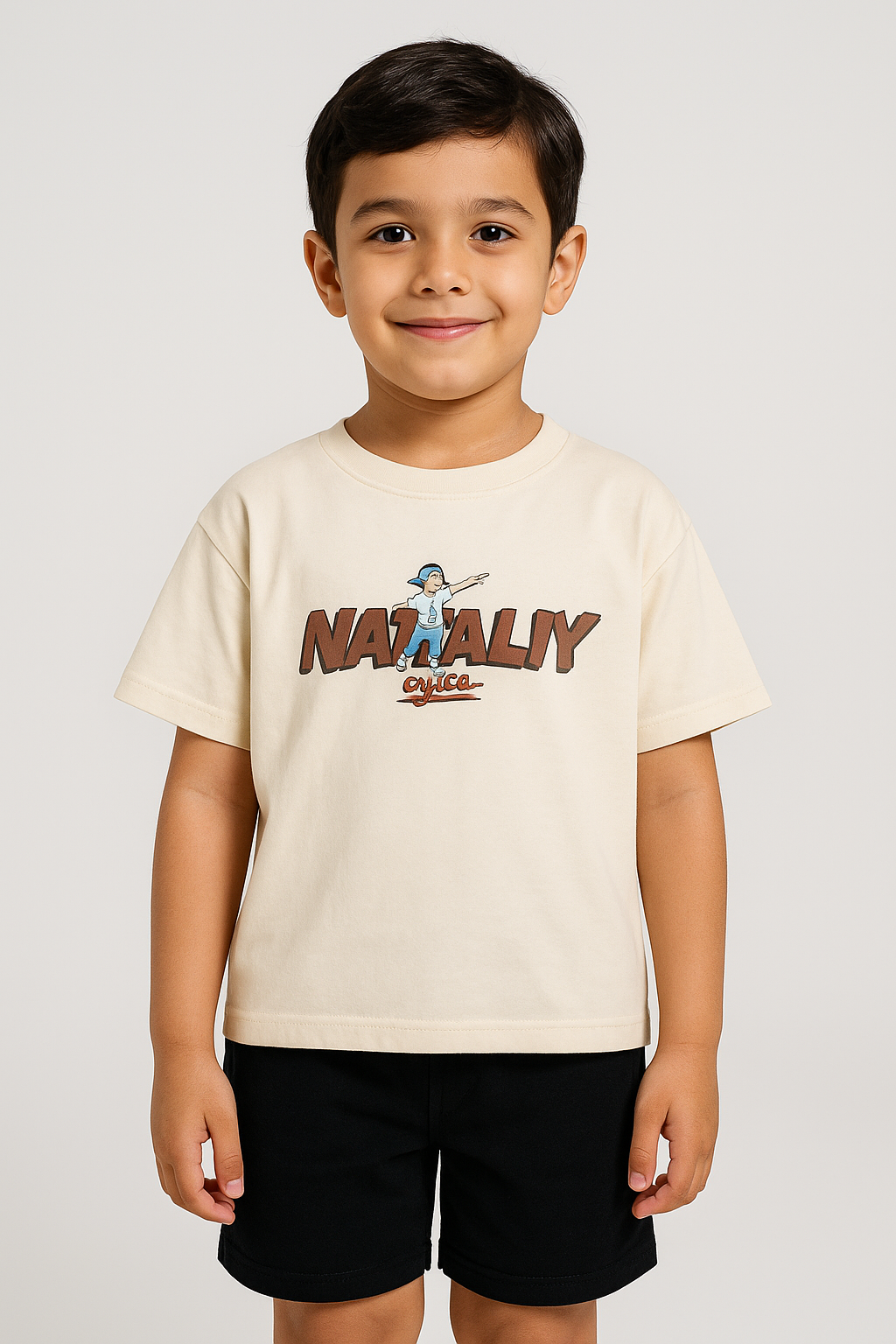 Boys Imported Slogan Graphic Printed Skin Drop Shoulder T-Shirt
