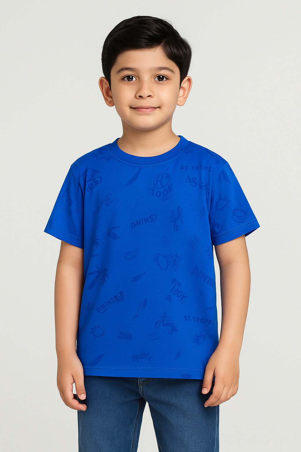 Boys Imported Soft Cotton Graphic Printed Royal Blue T-Shirt