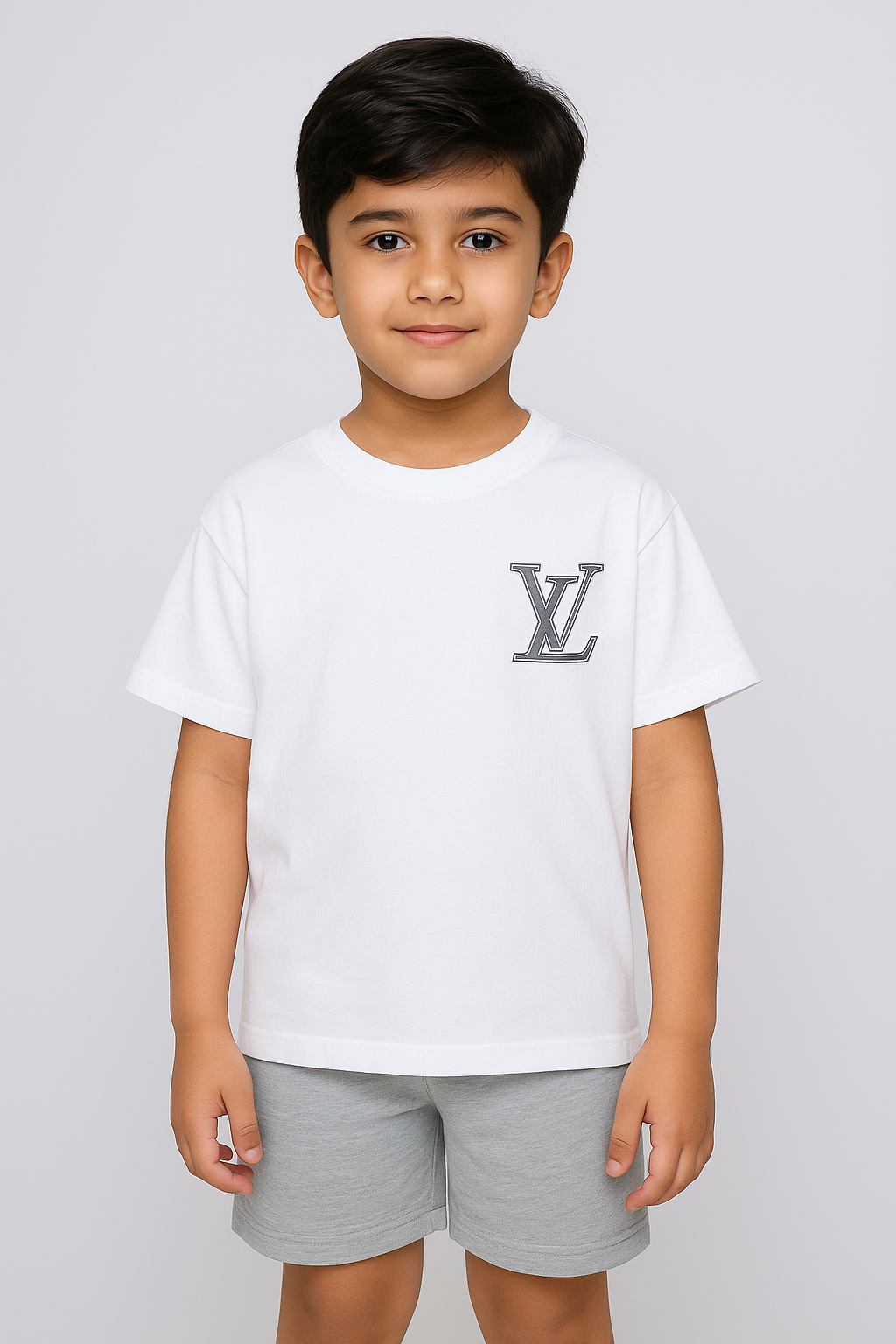 Boys Imported Printed White Drop Shoulder T-Shirt