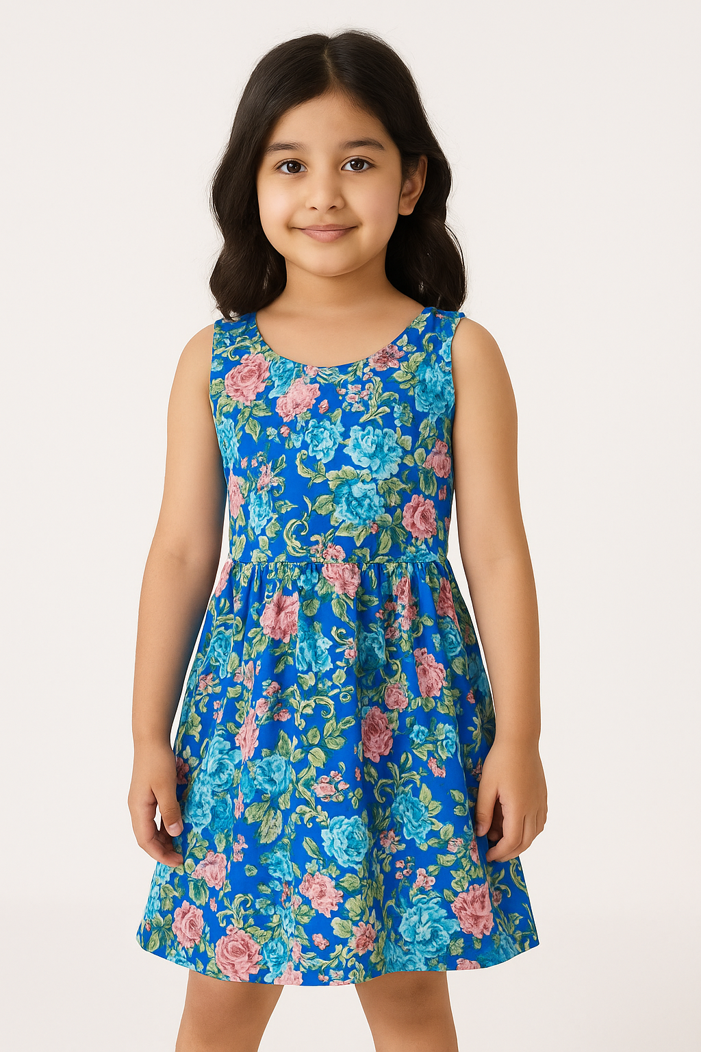 Girls 100% imported All Over Flower Printed Soft Cotton Frock