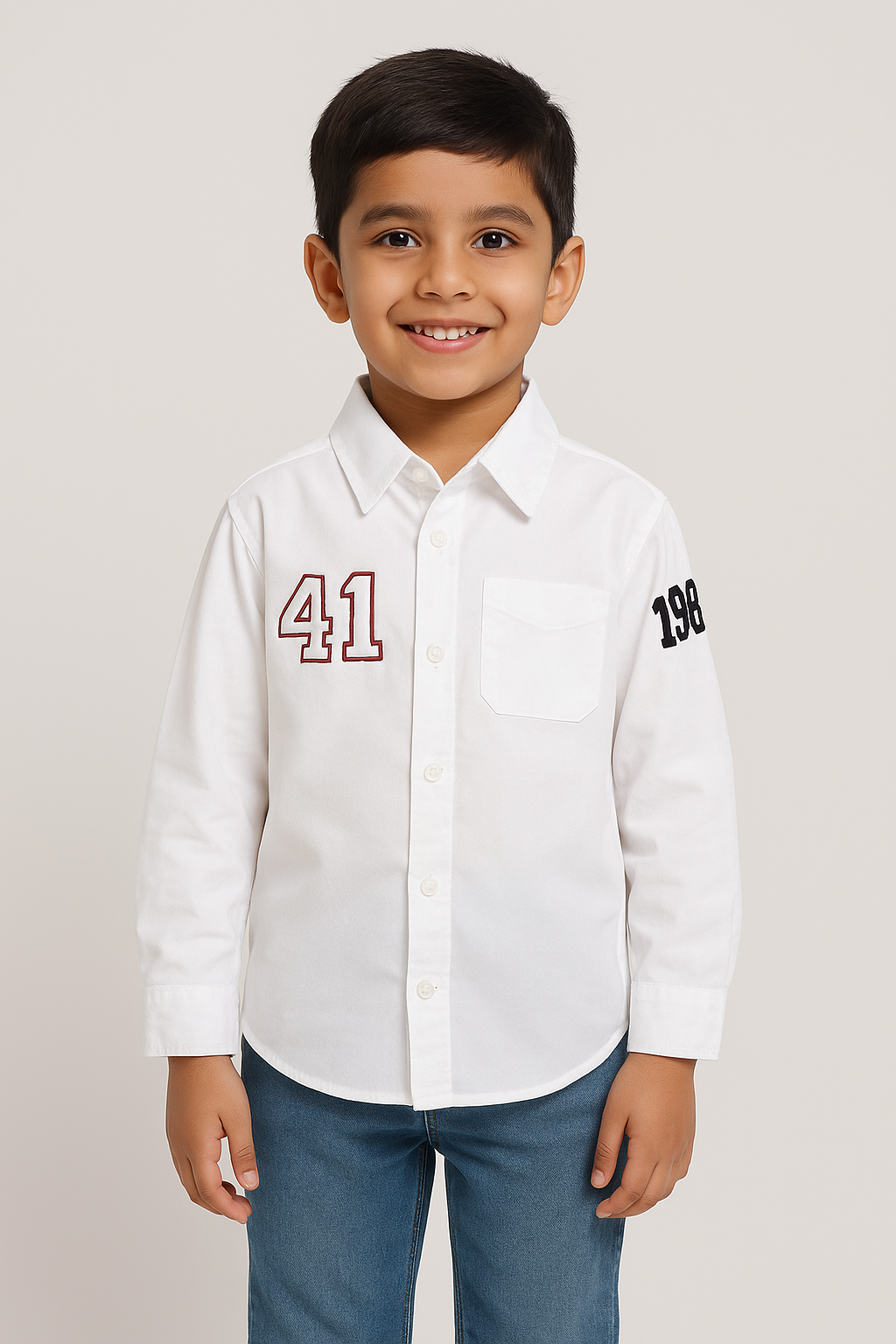 Imported Boys Embroidered Soft Cotton Casual Shirt - w